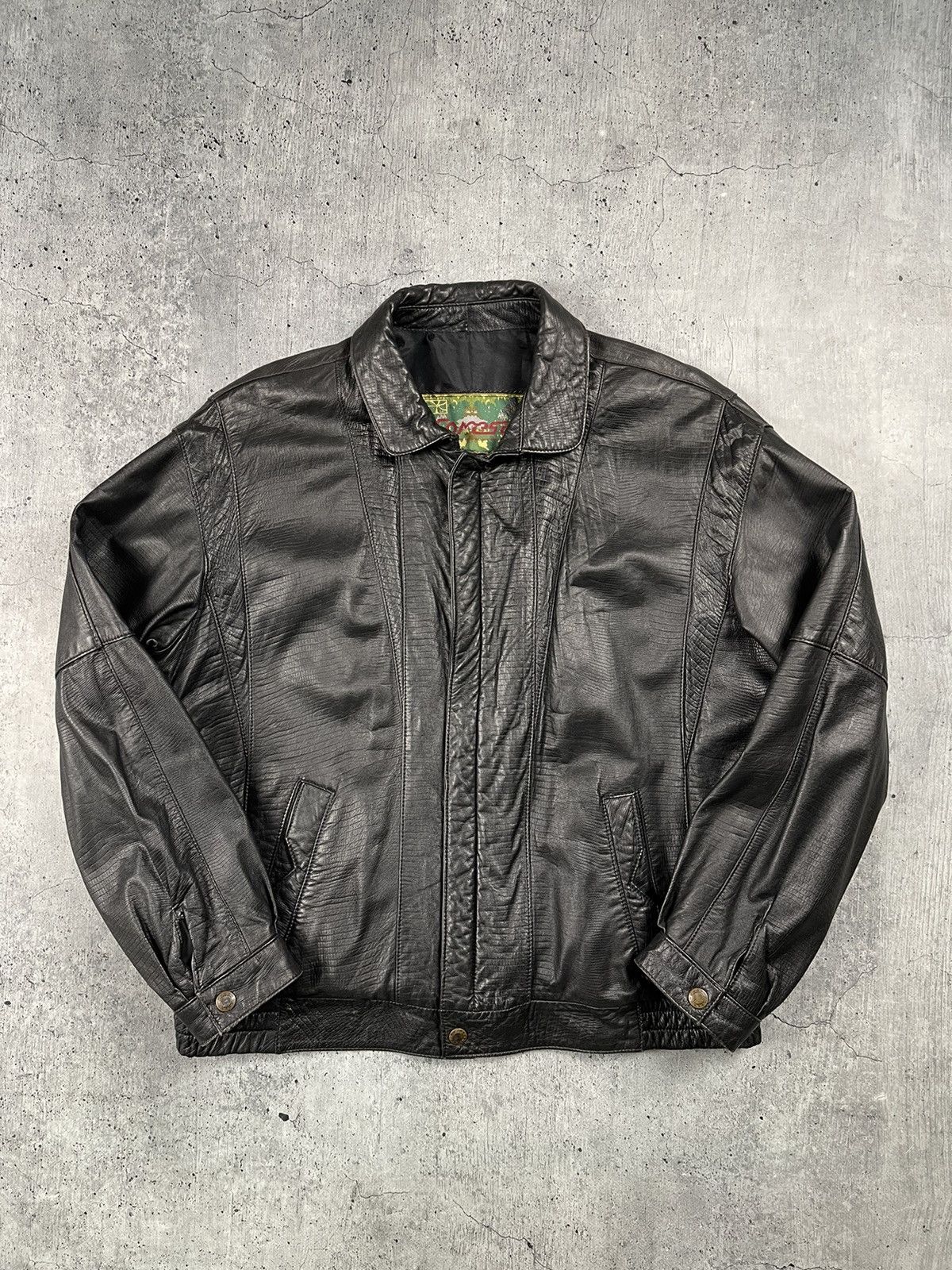 Genuine Leather × Vintage Vintage Bomber Leather Jacket zip Avirex Schott 70-80s Size US XL / EU 56 / 4 - 1 Thumbnail