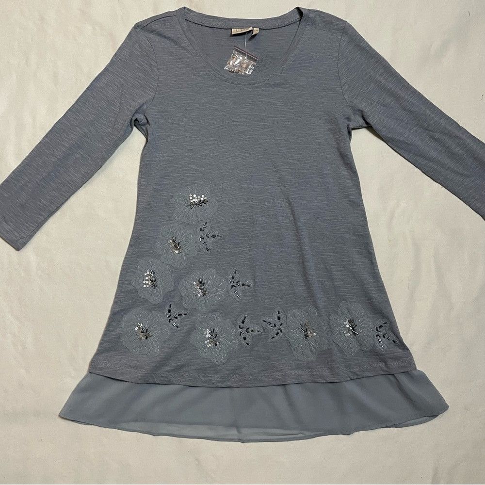 Other NEW LOGO by Lori Goldstein Floral Appliqué Beaded Top Size Size XXS / US 00 / IT 34 - 6 Thumbnail