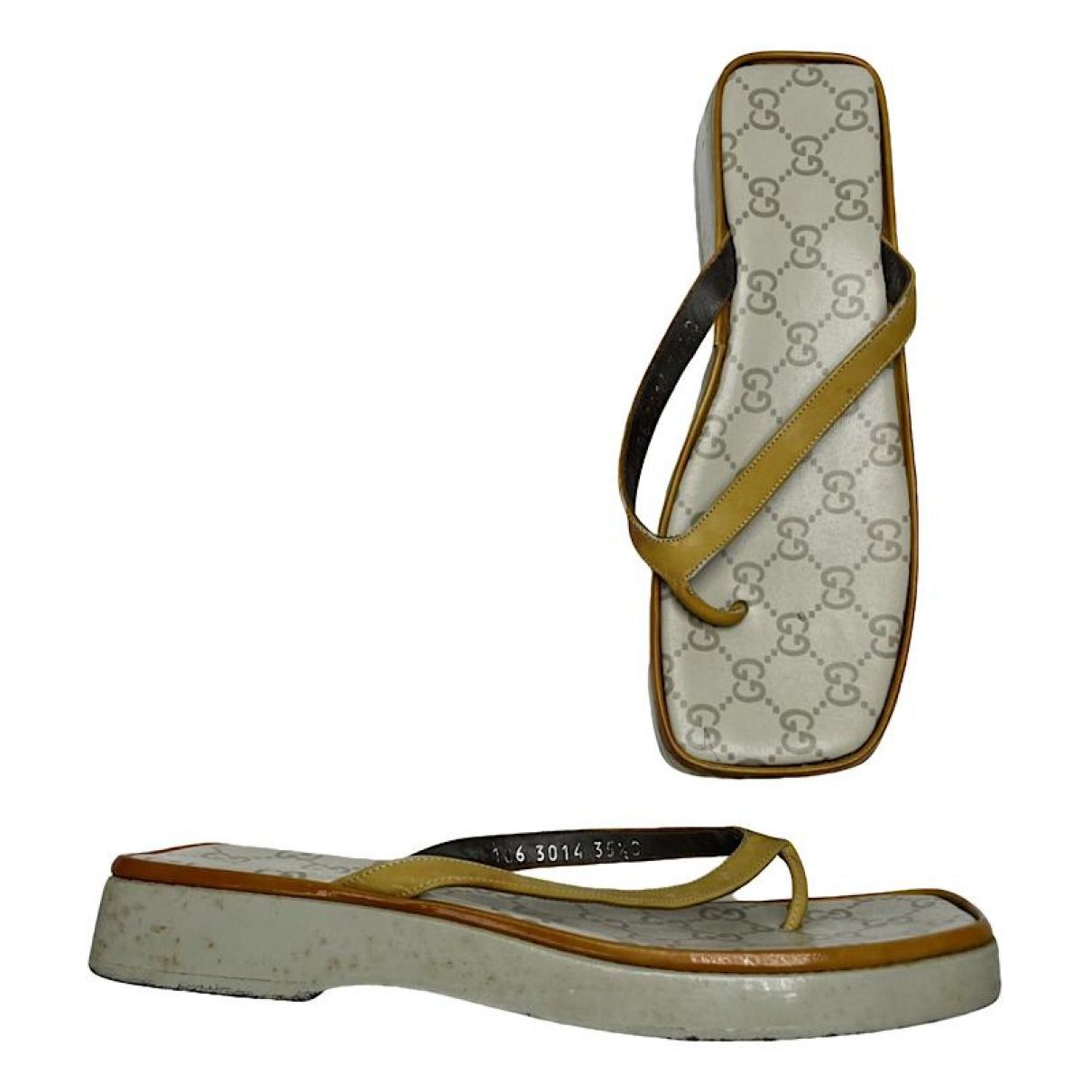 Gucci Double G Beige Leather Sandal Size US 4.5 / IT 34.5 - 1 Thumbnail
