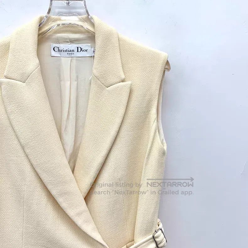 Dior Dior Beige buckle design wool lapel sleeveless dress Size XS / US 0-2 / IT 36-38 - 3 Thumbnail