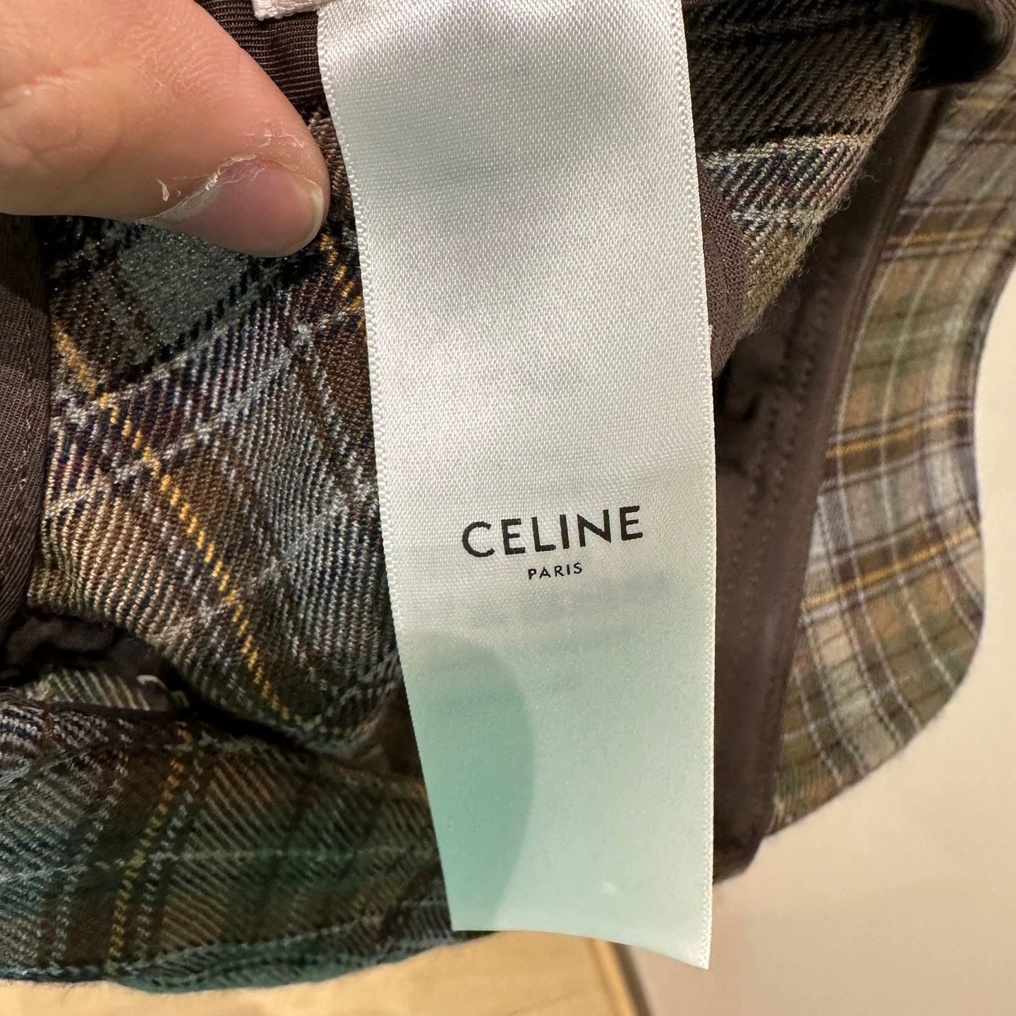 Celine Celine feb249 Tartan Triomphe Logo cashmere cap M Size ONE SIZE - 7 Thumbnail