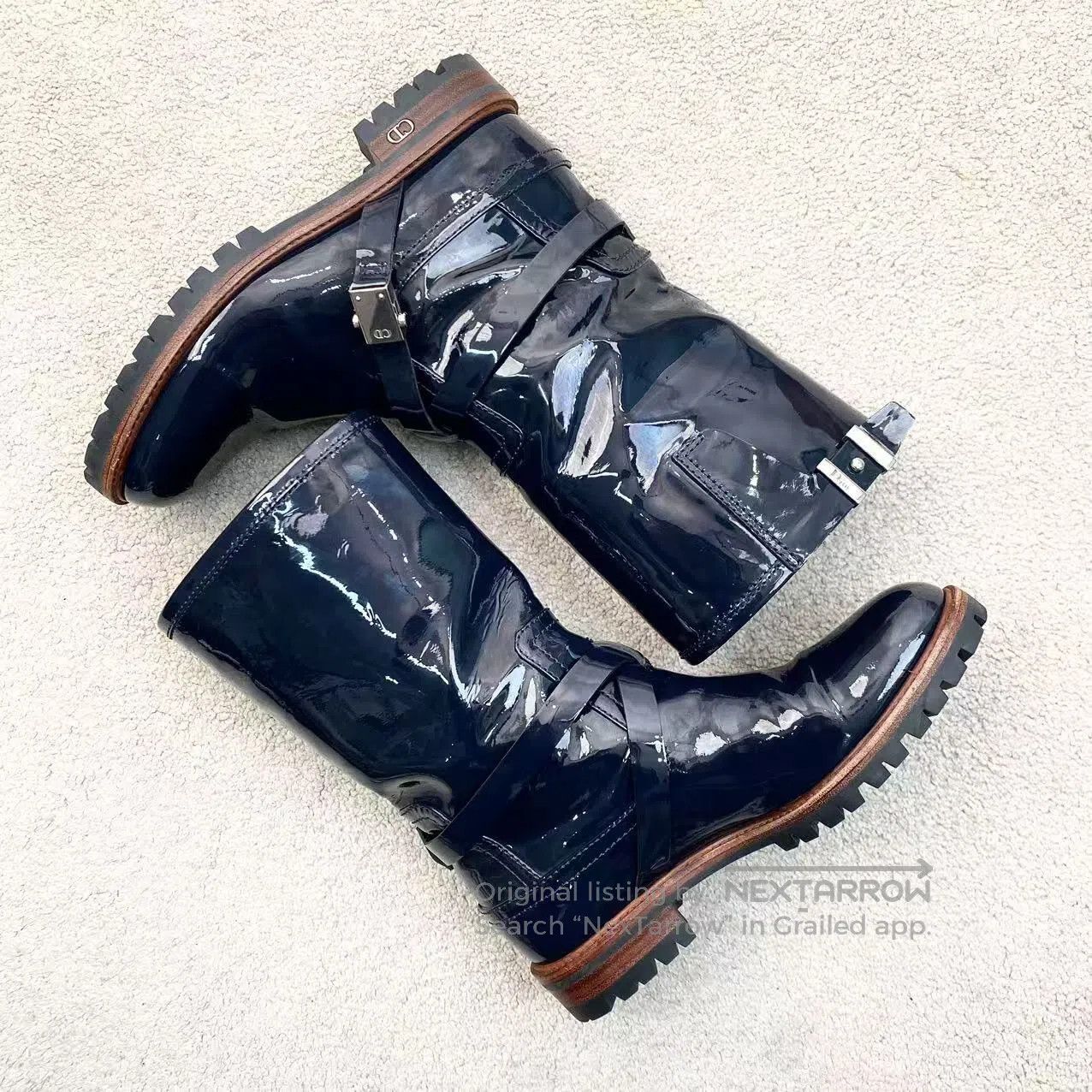 Dior Dior Black leather boots adorned with patent leather boots Size US 5.5 / IT 35.5 - 4 Thumbnail