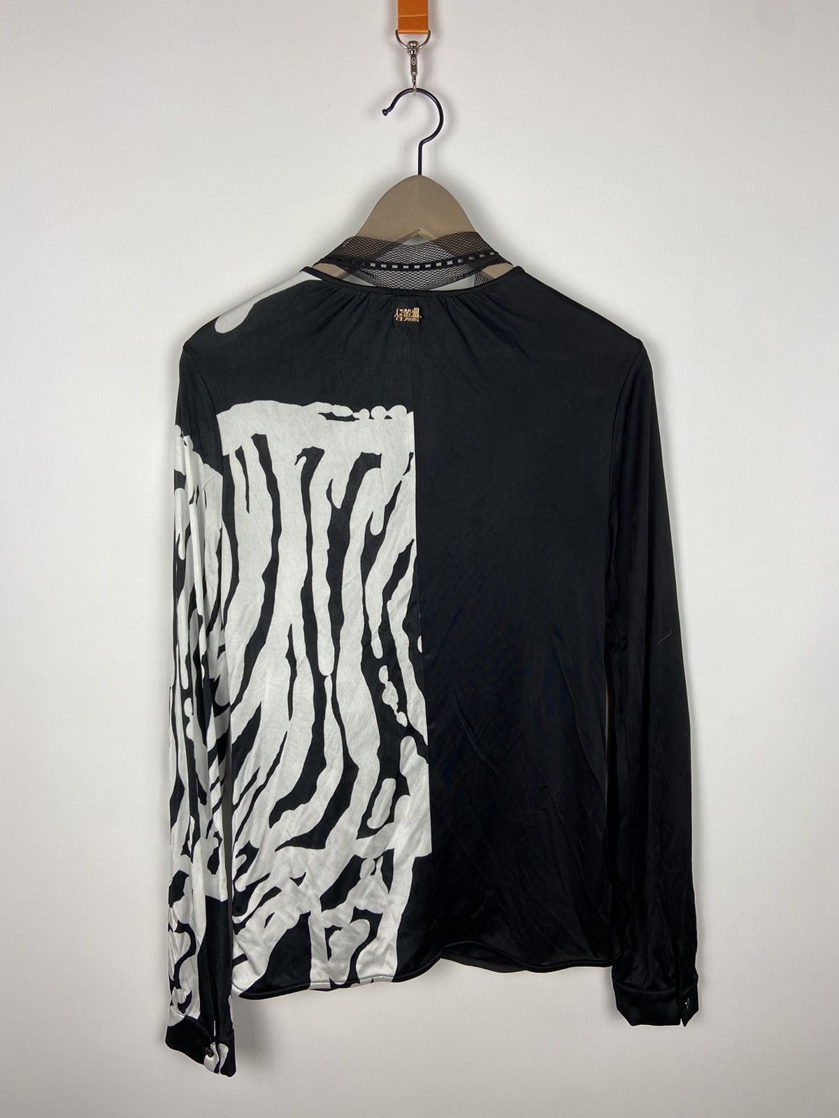 Cavalli Class × Designer Cavalli Class Black Womens Blouse Button Roberto Cavalli Size M / US 6-8 / IT 42-44 - 2 Thumbnail