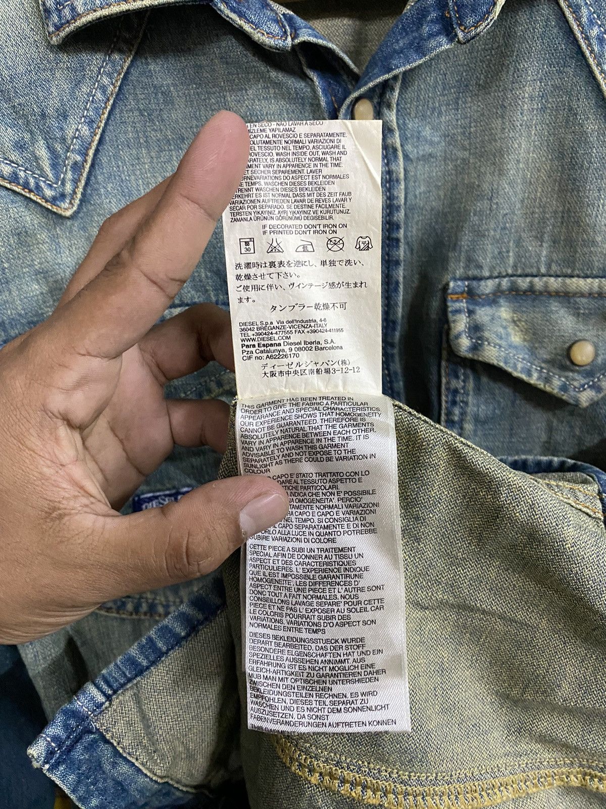 Diesel × If Six Was Nine × Le Grande Bleu (L.G.B.) Diesel Mud Rusty Distressed Western Denim Stone Snap Button Size US S / EU 44-46 / 1 - 9 Thumbnail