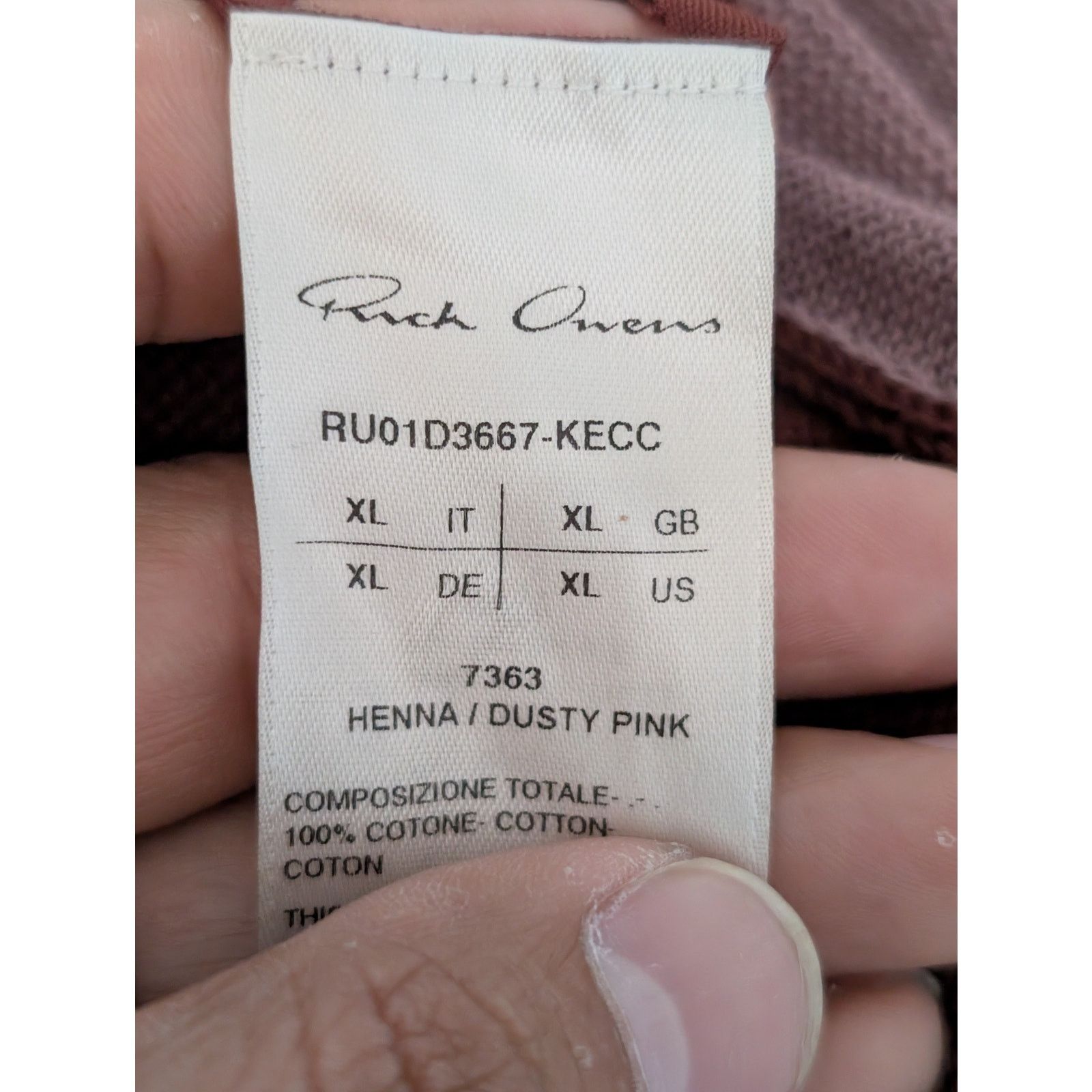 Rick Owens o1rshd1 Combo Crewneck Sweat Sweatshirt Henna / Dusty Pink Size US XL / EU 56 / 4 - 13 Thumbnail