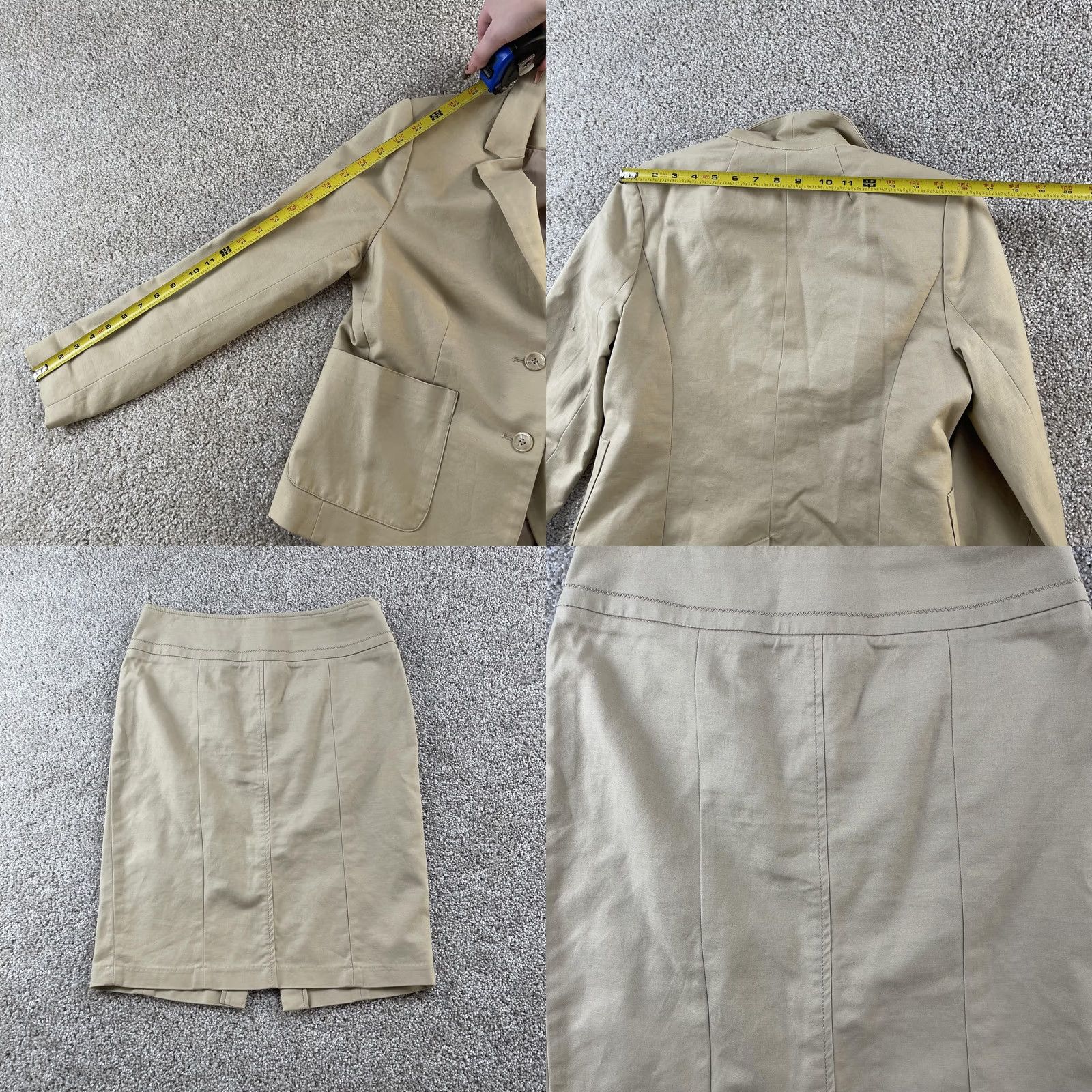 Willi Smith Willi Smith Skirt Suit Womens Medium Beige Two-Button Lined Jacket Skirt Career Set Size 32" / US 10 / IT 46 - 8 Thumbnail