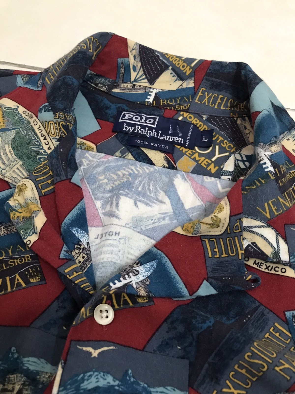 Polo Ralph Lauren × Vintage Vintage Polo Ralph Lauren Overprint All Hawaiian Shirt Rayon Size US L / EU 52-54 / 3 - 8 Thumbnail