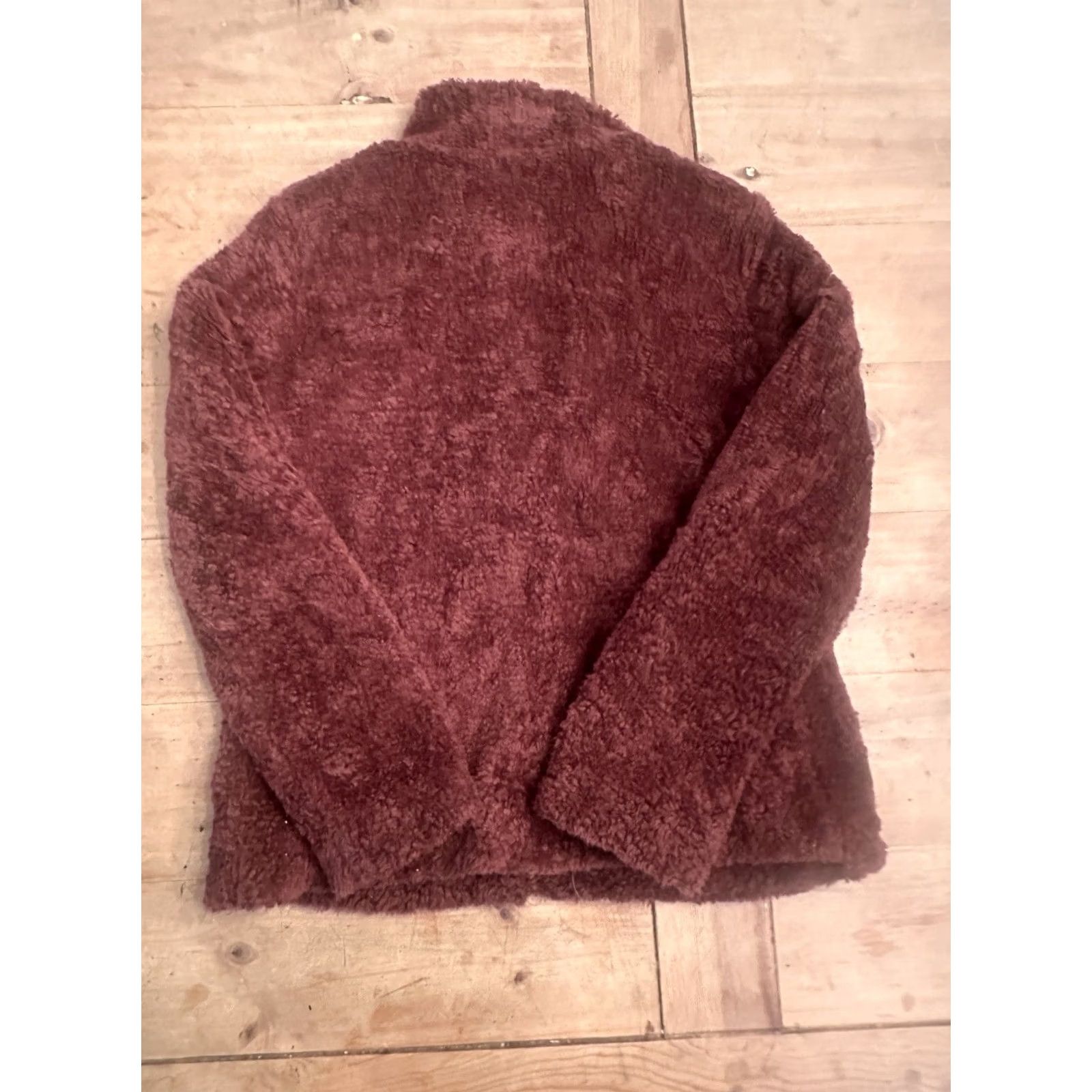 Pendleton VINTAGE Pendleton Deep Pile Sherpa Burgundy Full Zip Plaid Wool Accents Women’s Small Jacket S Womens Size S / US 4 / IT 40 - 4 Thumbnail
