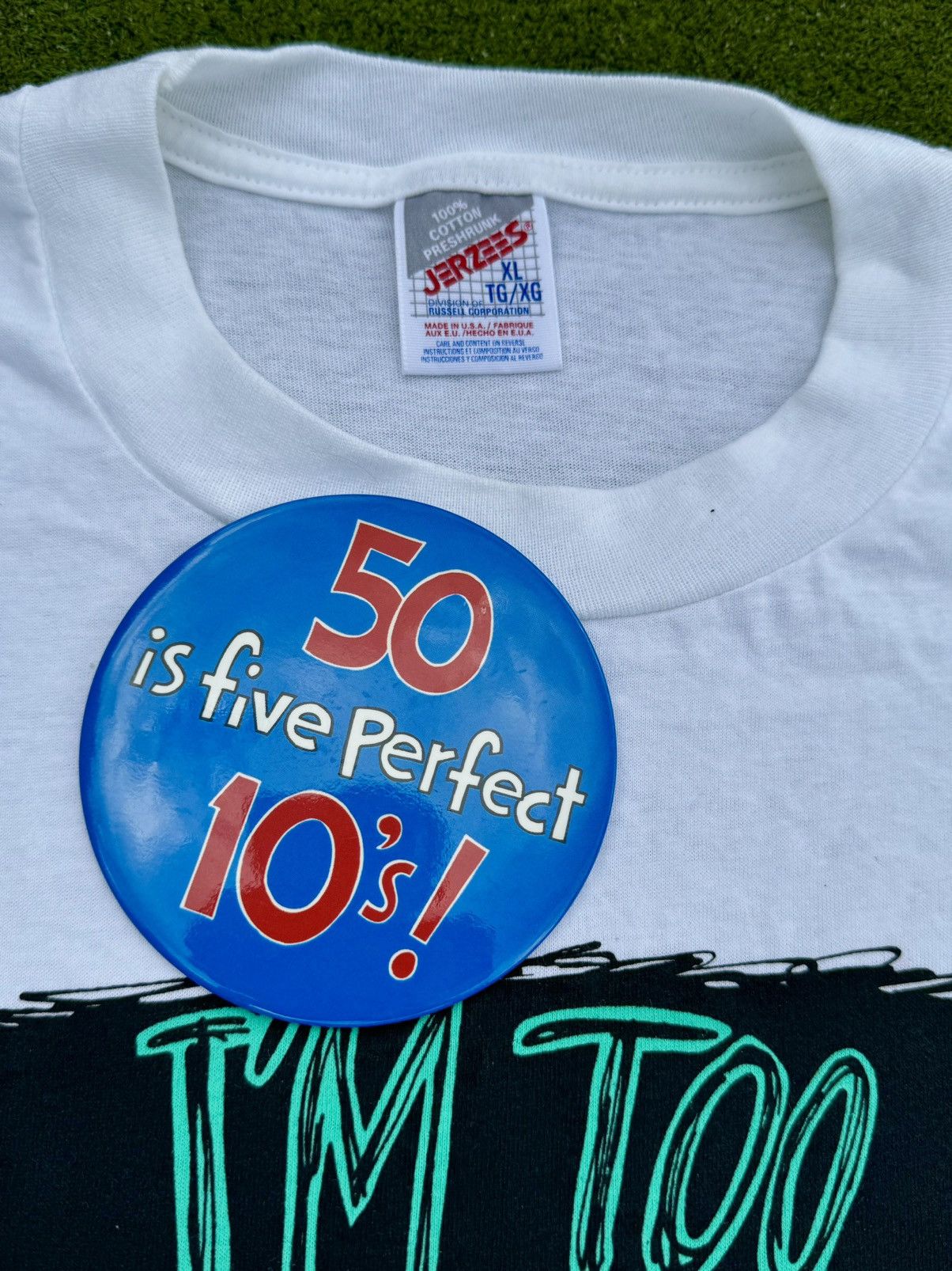 Jerzees × Vintage Vintage 50 Over The Hill Age 90’s Vintage Humor T-Shirt Size US XL / EU 56 / 4 - 5 Thumbnail