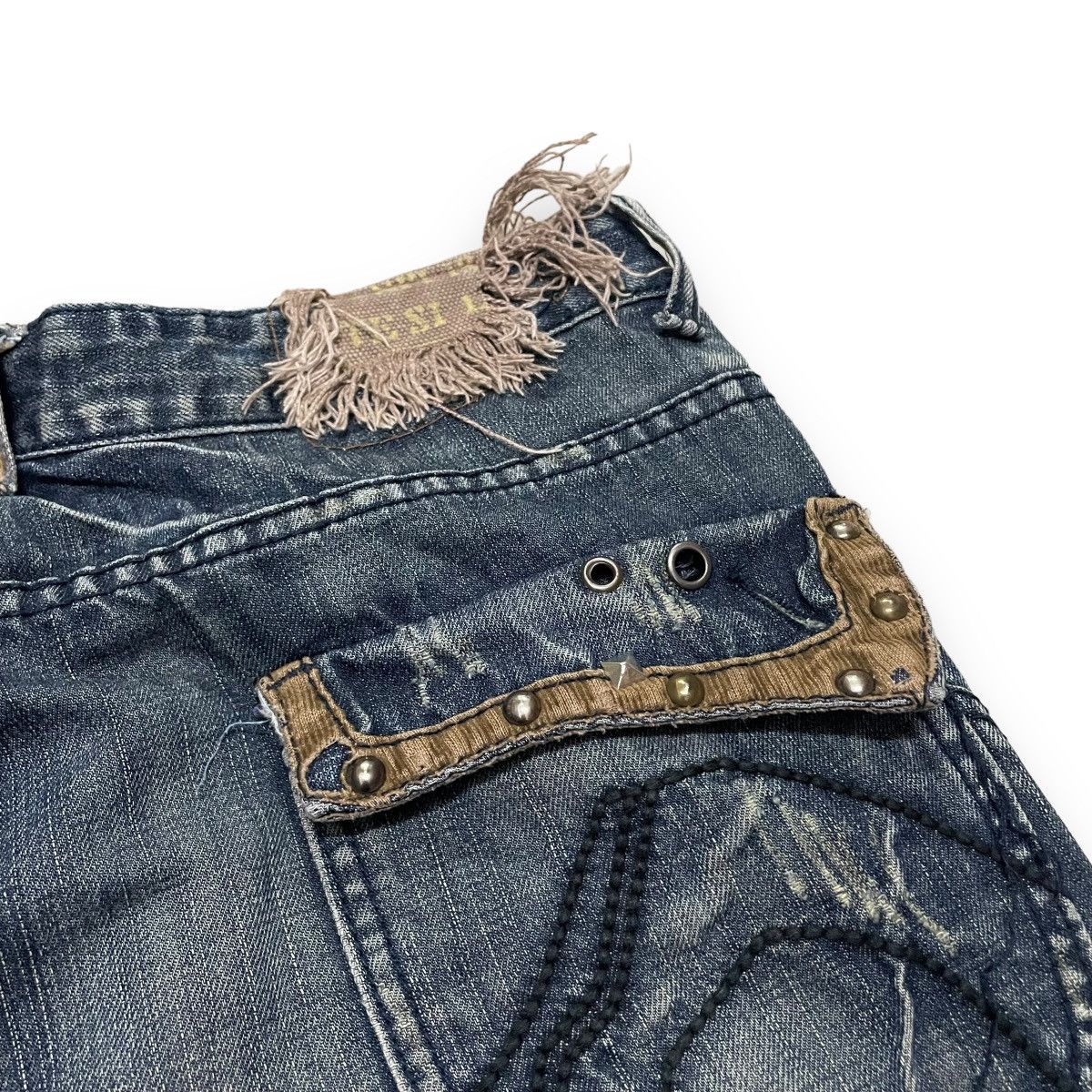 If Six Was Nine × Japanese Brand × Le Grande Bleu (L.G.B.) 🇯🇵 TSL JEANS POEM DISTRESSED DENIM PANTS Size US 35 - 13 Thumbnail