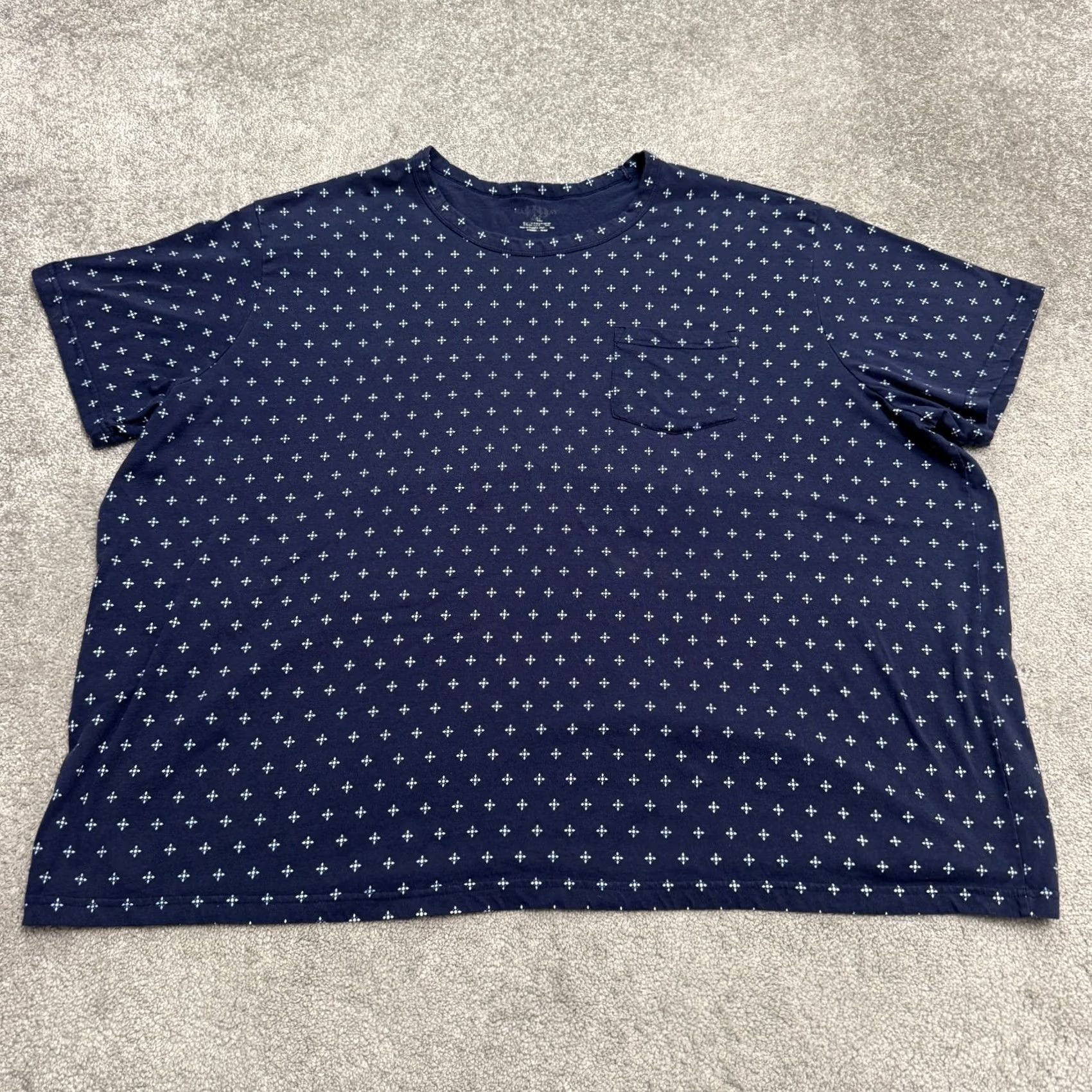 Vintage HARBOUR BAY Geometric Print T-Shirt Mens 4XL Navy Blue Short Sleeve Pocket Tee Size US XXL / EU 58 / 5 - 2 Thumbnail