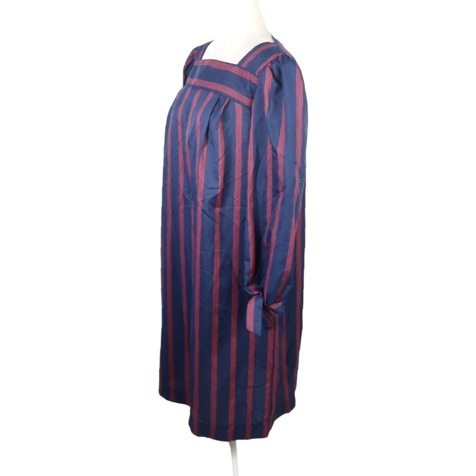 Vintage VINTAGE Lorac Original navy blue and red striped midi dress 14 Long Sleeve Casual 80s Womens Size XL / US 12-14 / IT 48-50 - 3 Thumbnail