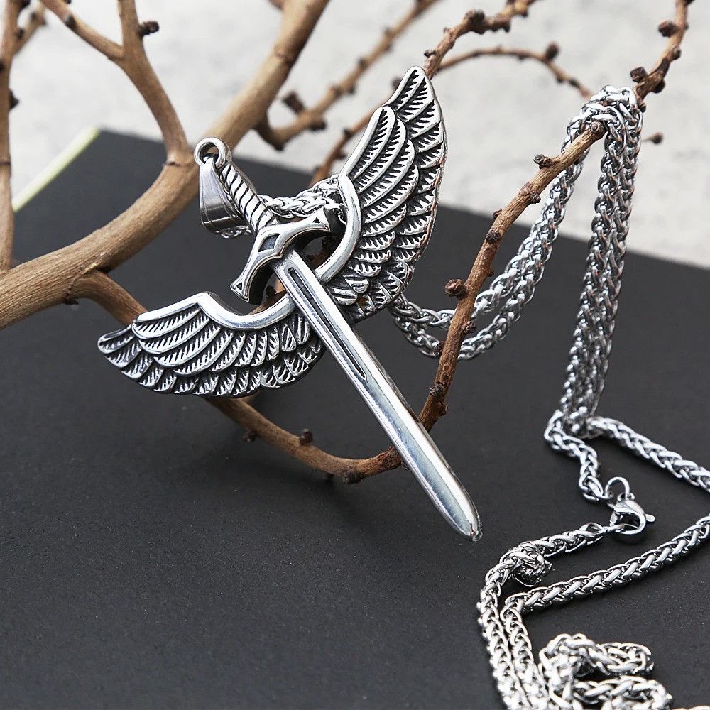 Other Vintage Angel Sword Cross Pendant Necklace Size ONE SIZE - 4 Thumbnail