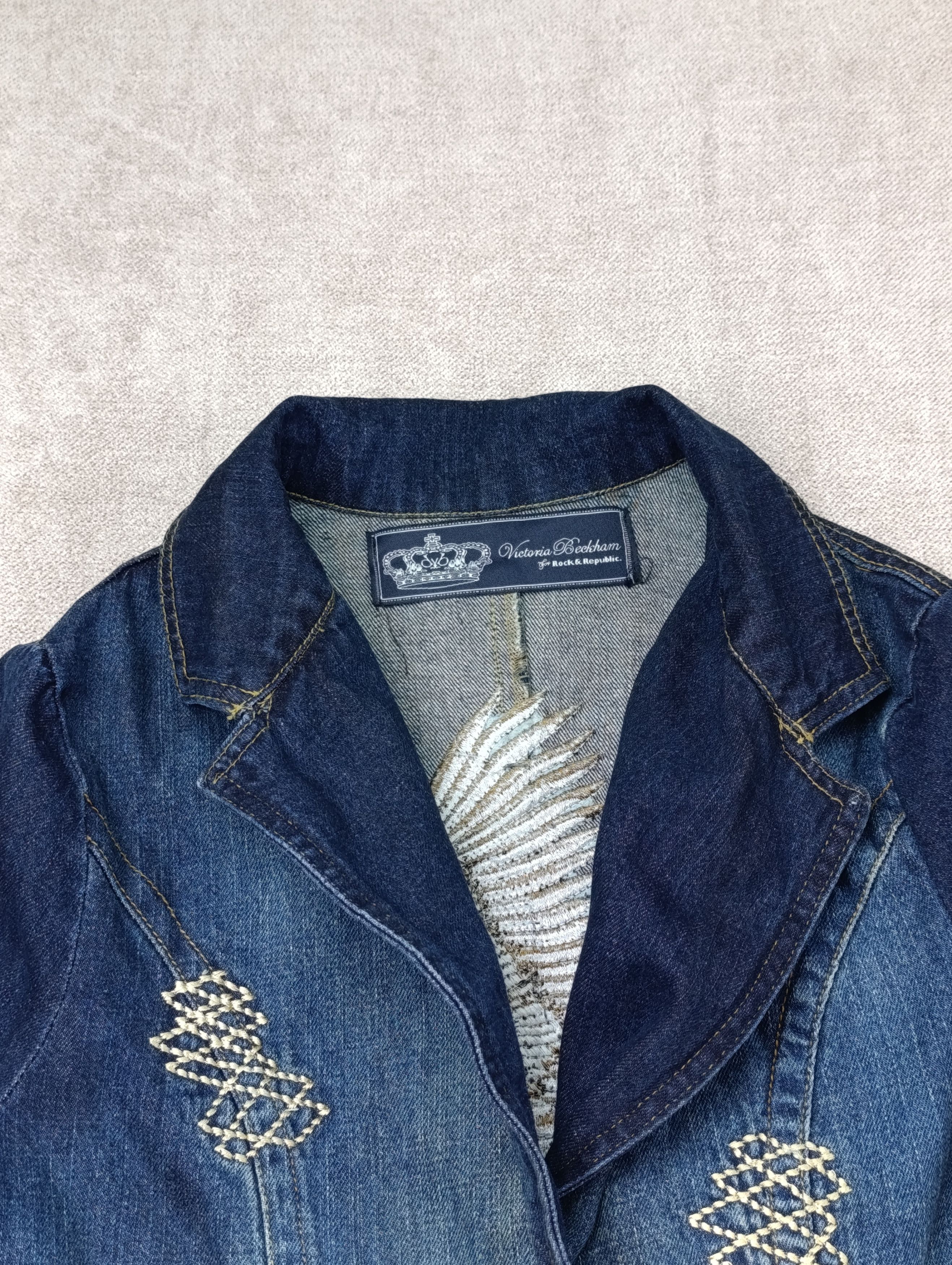 Victoria Beckham VICTORIA BECKHAM FOR ROCK REPUBLIC DENIM JACKET BLAZER EAGLE Size S / US 4 / IT 40 - 3 Thumbnail