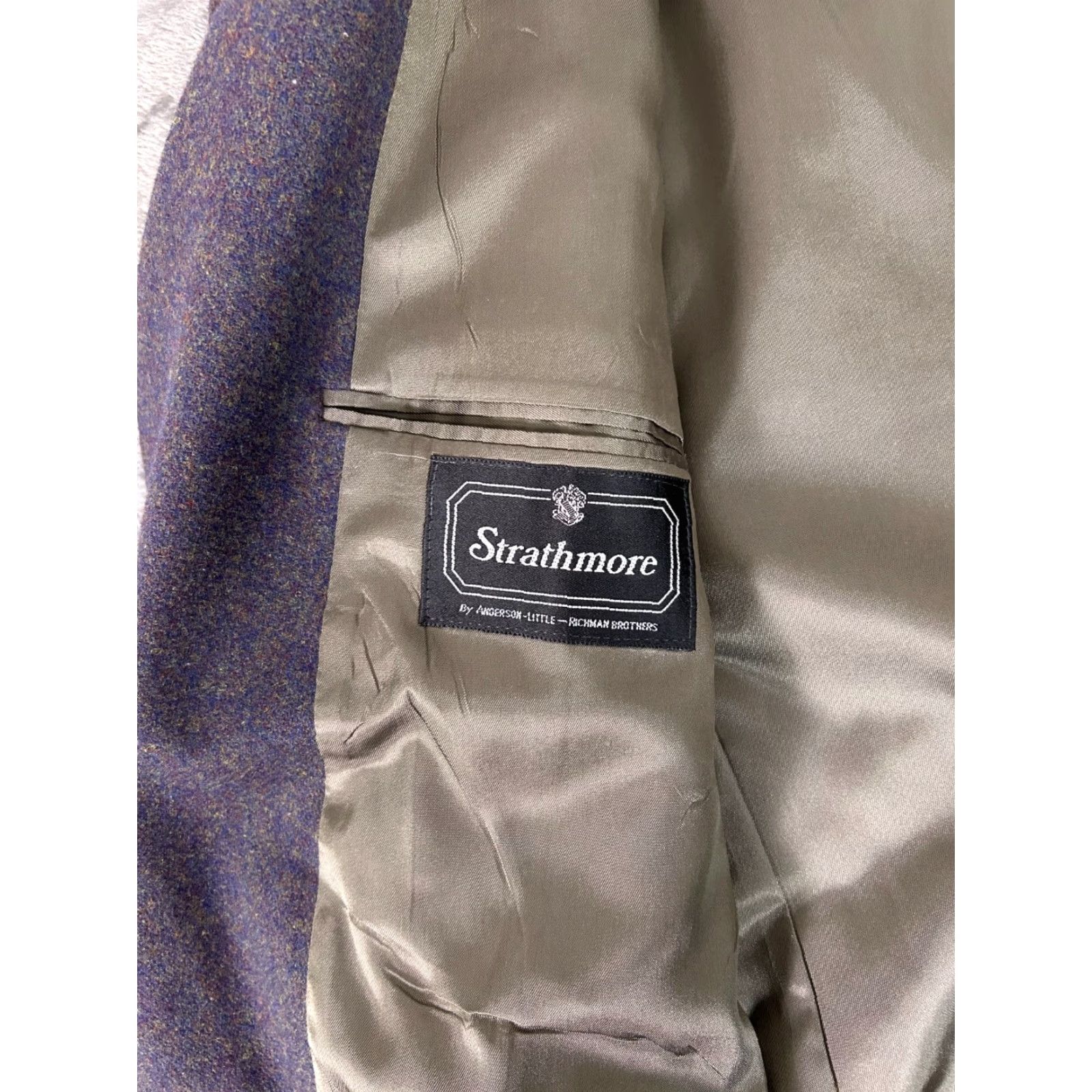 Vintage Strathmore by Anderson-Little Richman Brothers Blazer 48R Wool Tweed Green Men Sport Coat USA Made Size 48R - 5 Thumbnail