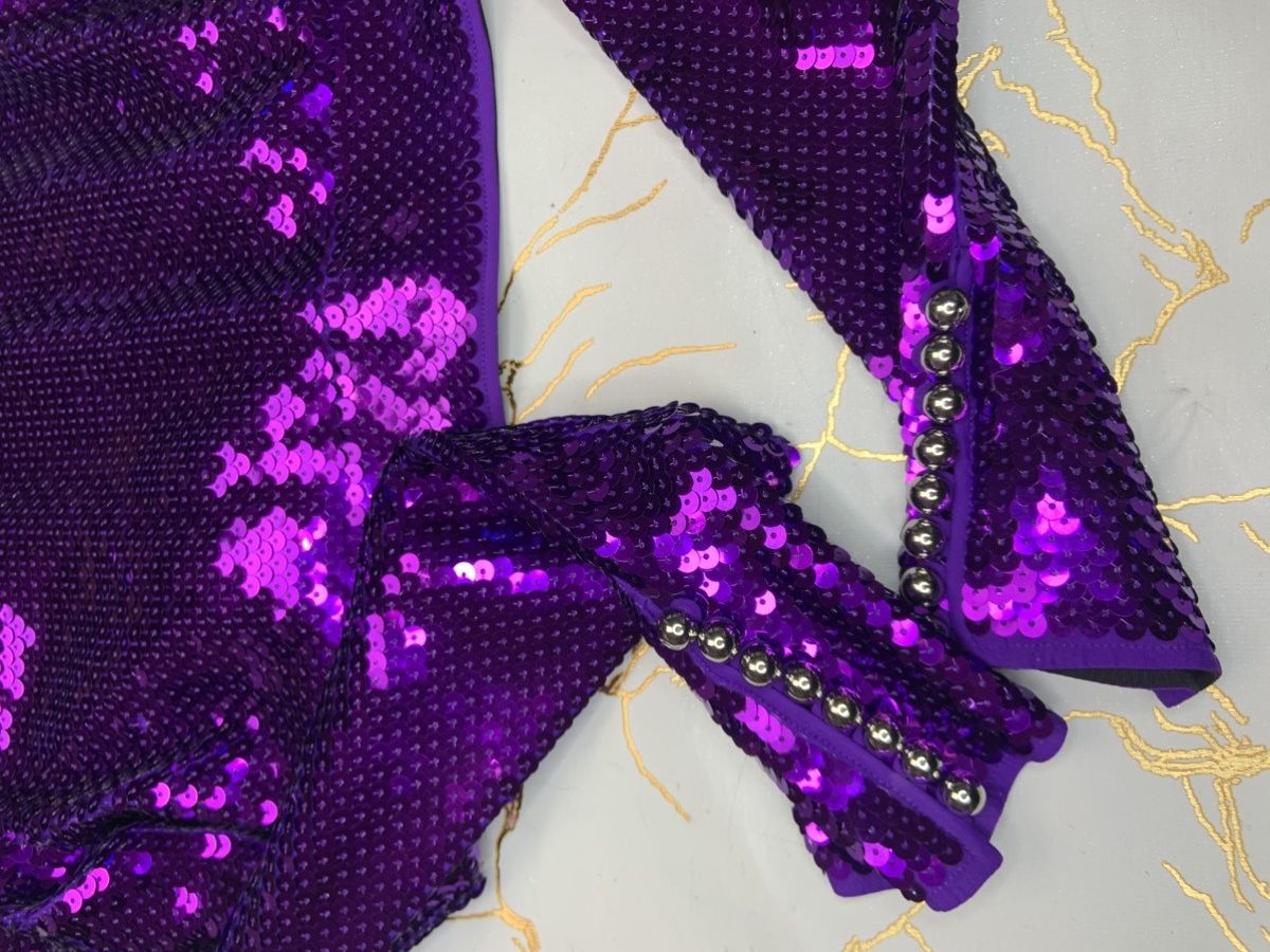 H&M × Paco Rabanne New RABANNE H&M WOMEN PURPLE SEQUINED CROPPED TOP SIZE XS Size XS / US 0-2 / IT 36-38 - 10 Thumbnail