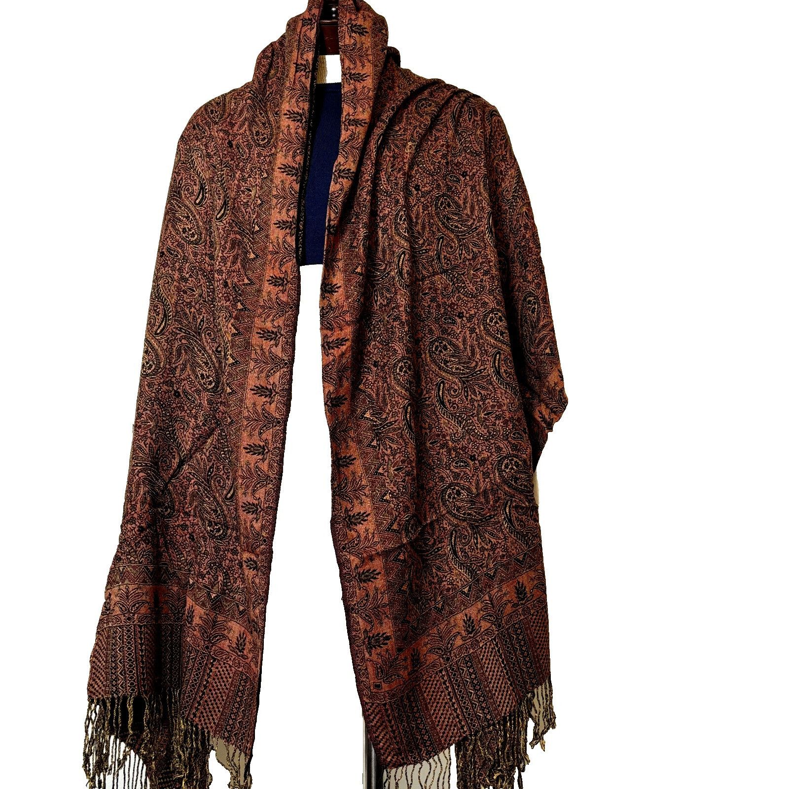 Other Pashmina Brown Shawl Scarf Wrap Accessory 28" x 79" w/ Fring Size ONE SIZE - 1 Thumbnail