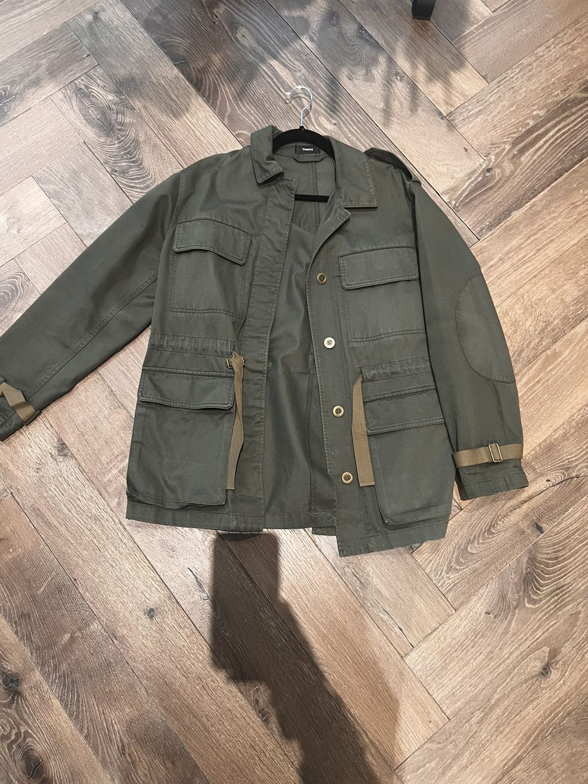 Theory Oversized olive green Jackie ties at the waistline Size L / US 10 / IT 46 - 1 Thumbnail