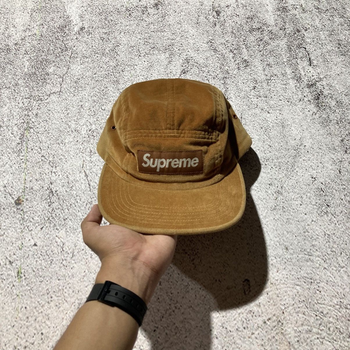 Supreme Supreme Box Logo Velvet Camp Cap Brown Tan Size ONE SIZE - 1 Thumbnail