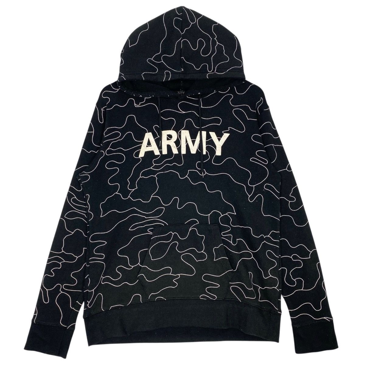 Vintage Vintage US ARMY Camouflage Hoodie Sweater Big Logo Black SzL Size US L / EU 52-54 / 3 - 1 Thumbnail