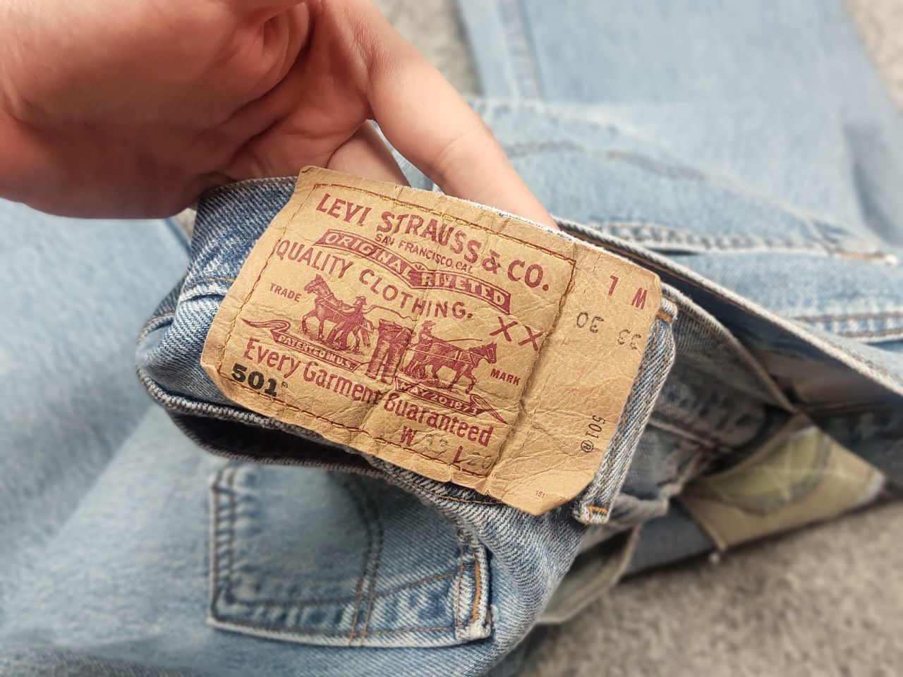 Levi's Vintage 90's Levis 501 Sashiko Patchwork Face Jeans watanabe Size US 33 - 20 Thumbnail