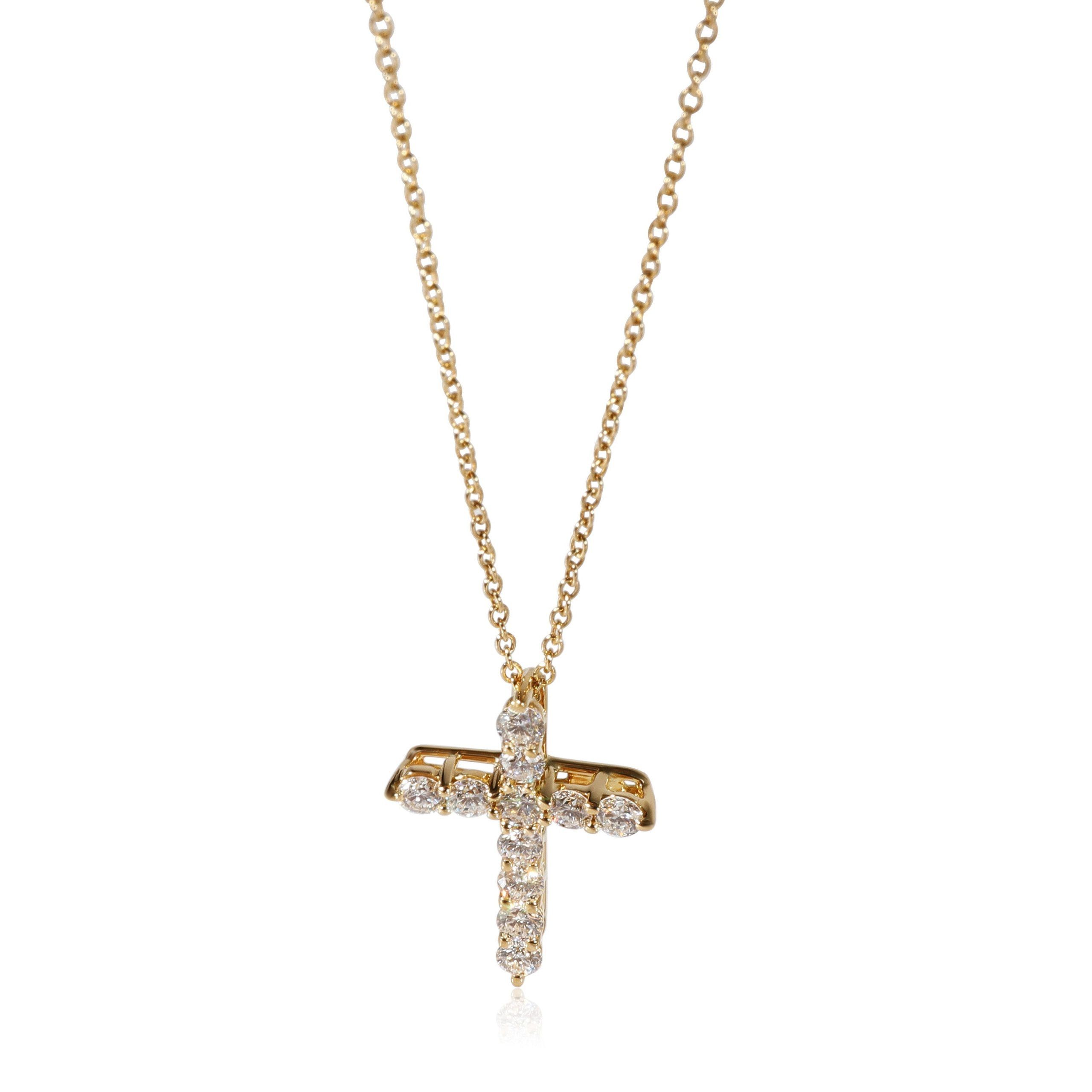 image of Tiffany Co Tiffany & Co. Diamond Cross Pendant In 18K Yellow Gold 0.5 Ctw, Women's