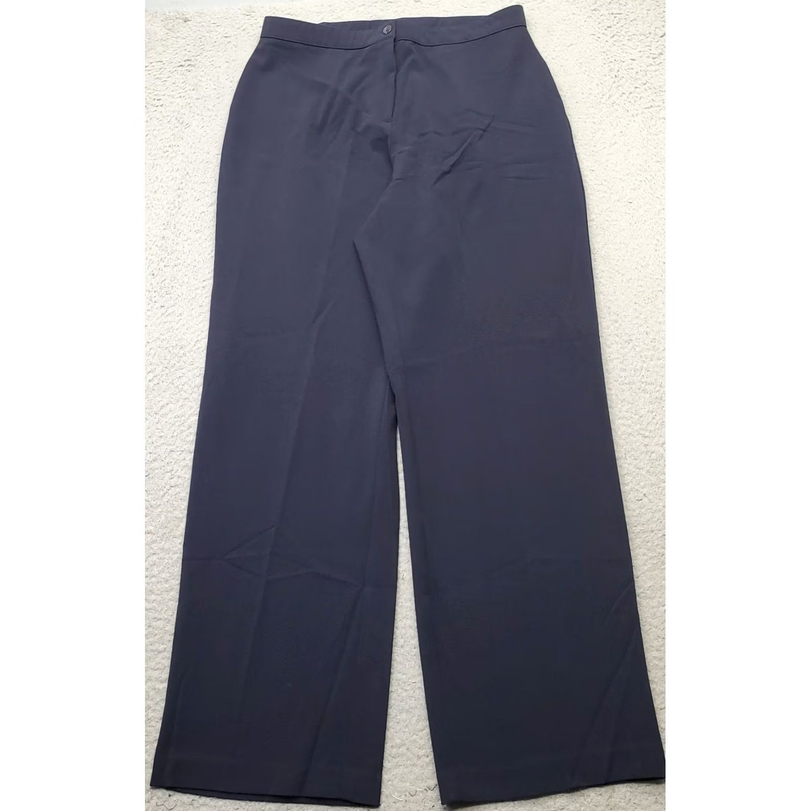 Vintage David Dart Womens 12 Navy Regular Fit Flat Front Stretch Wide-Leg Trouser Pants Size 34" / US 12 / IT 48 - 2 Thumbnail