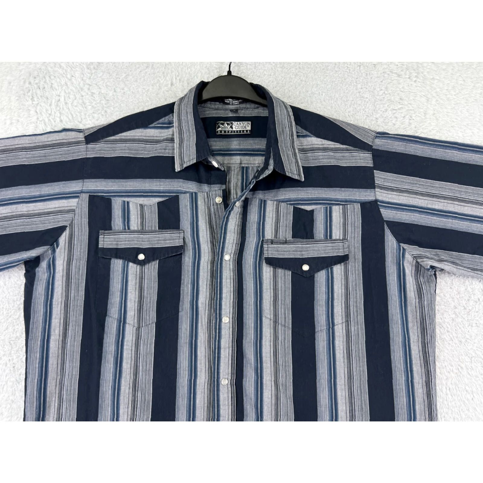 Vintage Canyon Guide Shirt Mens XL Blue Stripe Western Pearl Snap Pockets Shirt Mens XL Blue Stripe Western Canyon Guide Size US XL / EU 56 / 4 - 4 Thumbnail