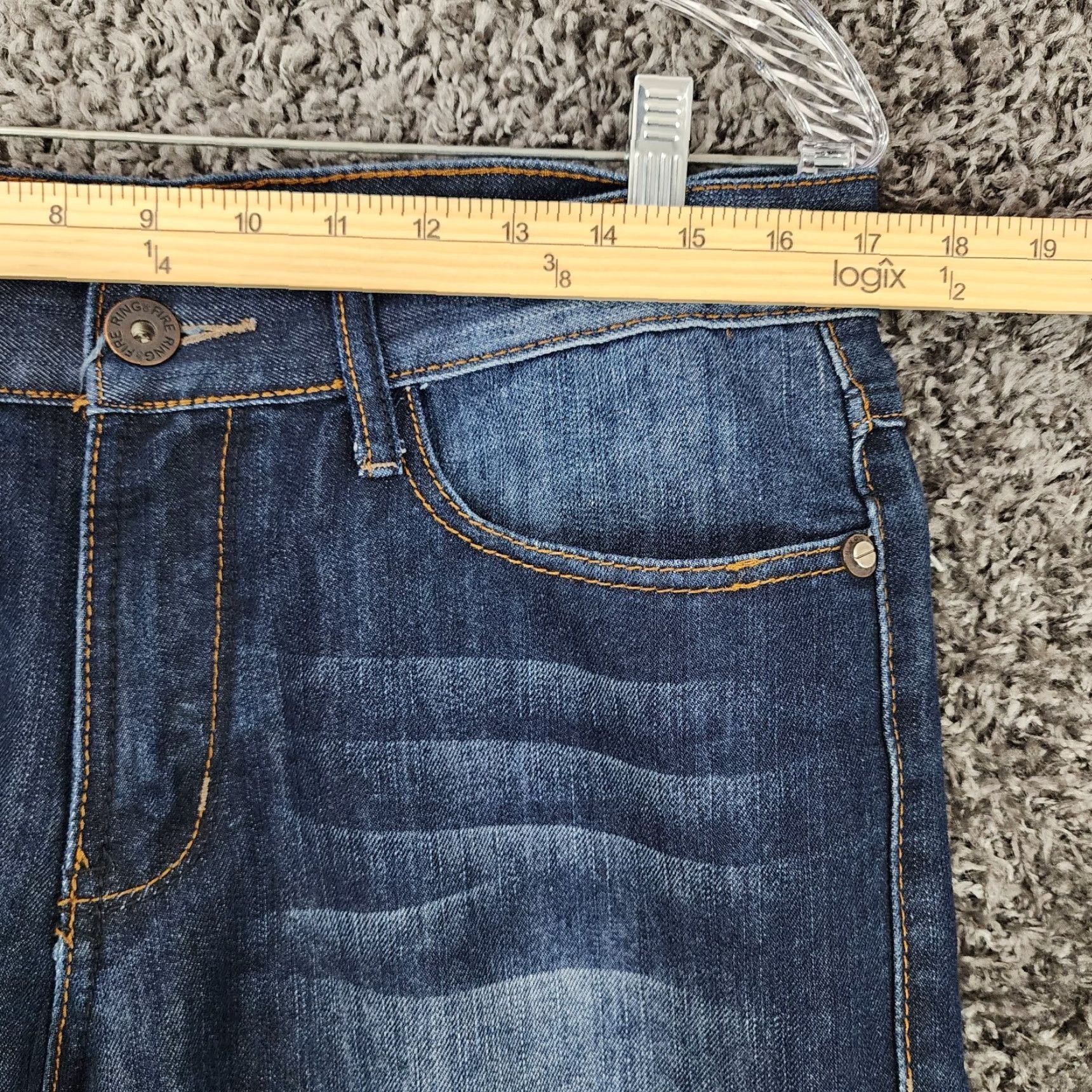 Ring Of Fire VINTAGE Ring Of Fire Jeans Slim Fit Straight Leg Blue Mens 34x33 Blue Denim Jeans Mens Slim Fit 34 33 Men Size US 34 / EU 50 - 4 Thumbnail