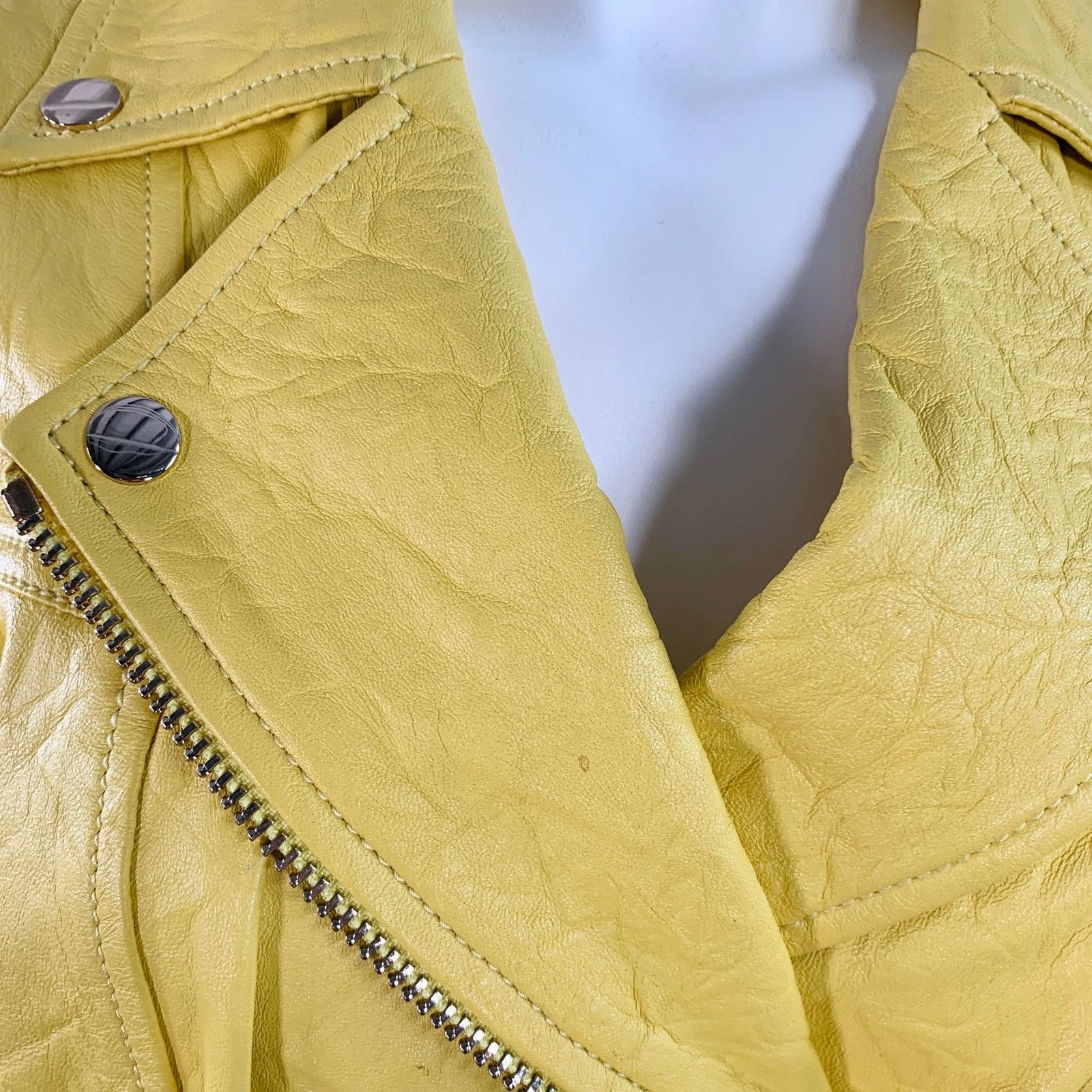 Michael Kors Size M Yellow Leather Lambskin Motorcycle Jacket Size M / US 6-8 / IT 42-44 - 5 Thumbnail