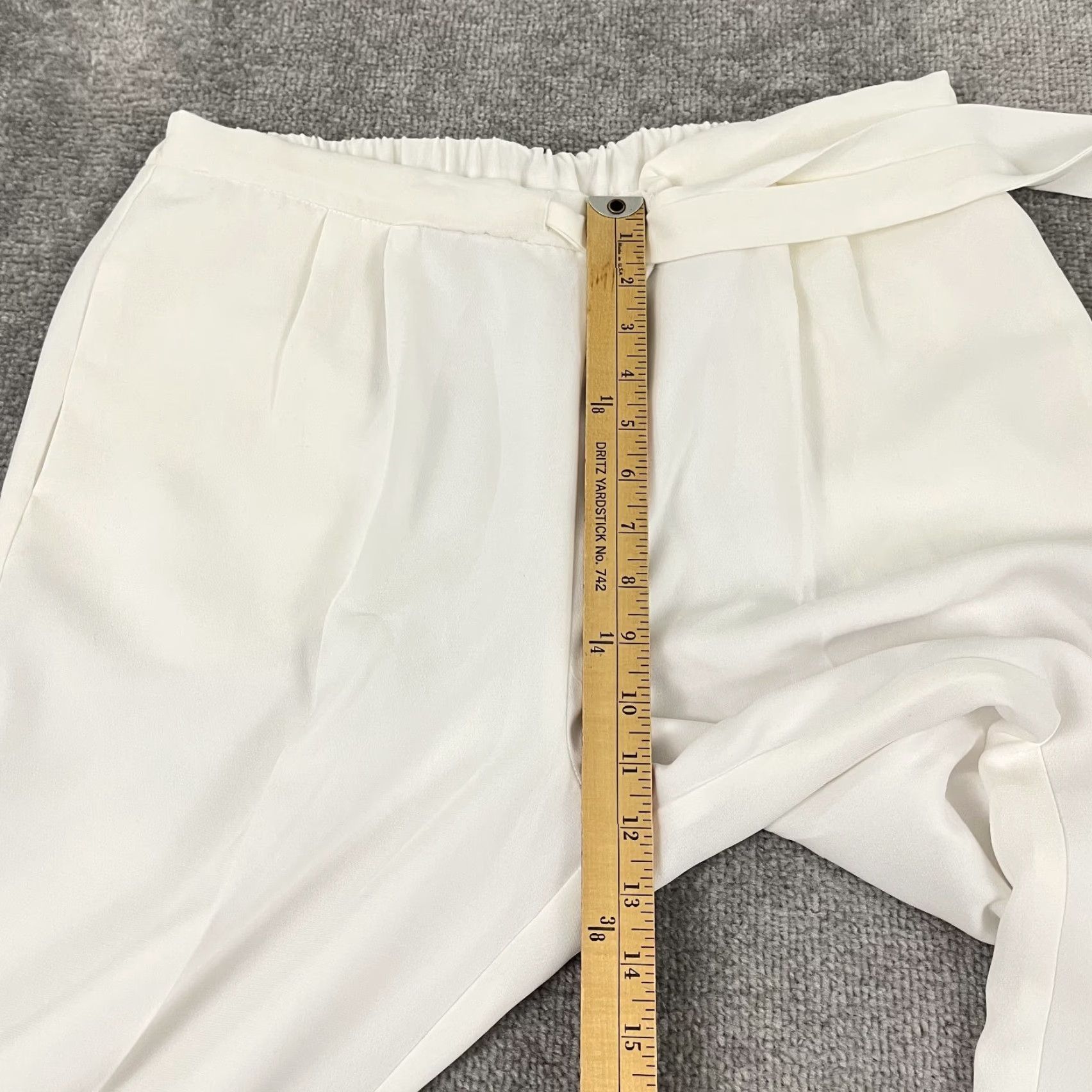 Vintage Camilyn Beth Pants Womens Large 25" Crop Crepe White Pull On Old Money Trouser Size 36" / US 14 / IT 50 - 7 Thumbnail