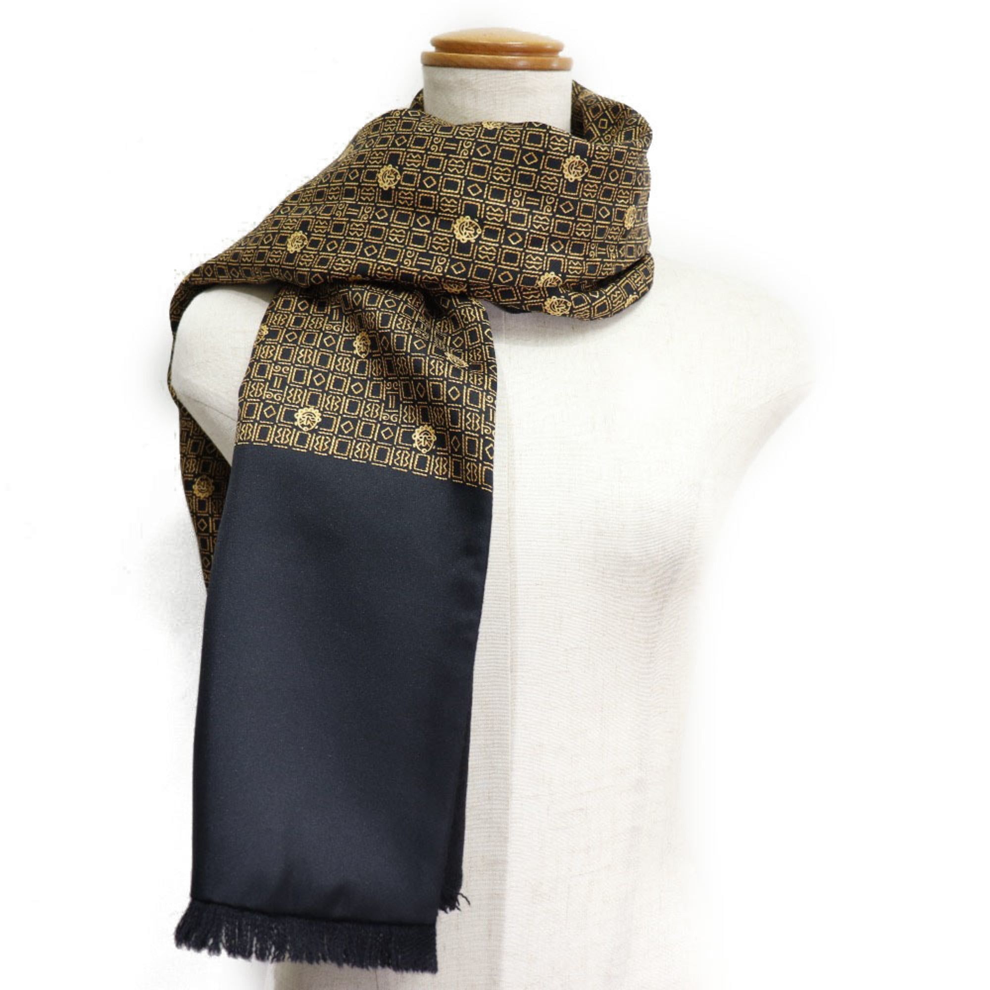 image of Hermes Silk X Angora Black Unisex Muffler, Women's