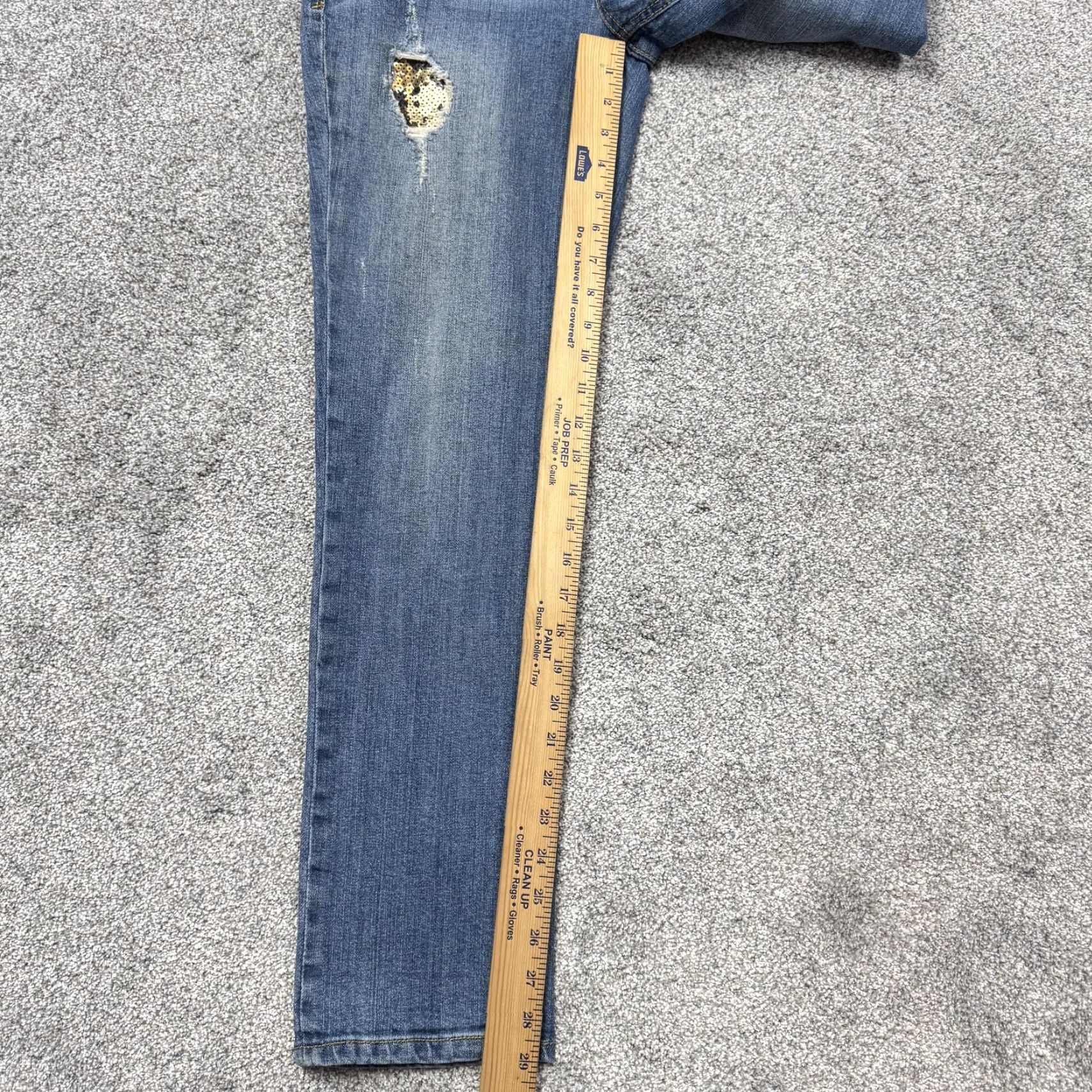 Vintage Democracy Jeans Womens Size 6 Blue Distressed Sequin Mid Rise Skinny Size 28" / US 6 / IT 42 - 3 Thumbnail