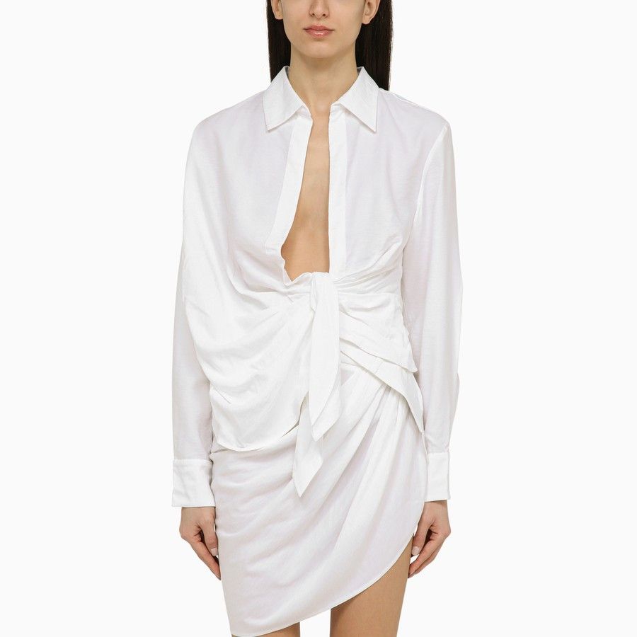 Jacquemus o1d2blof0824 Viscose Bahia Shirt in White Size XS / US 0-2 / IT 36-38 - 1 Thumbnail