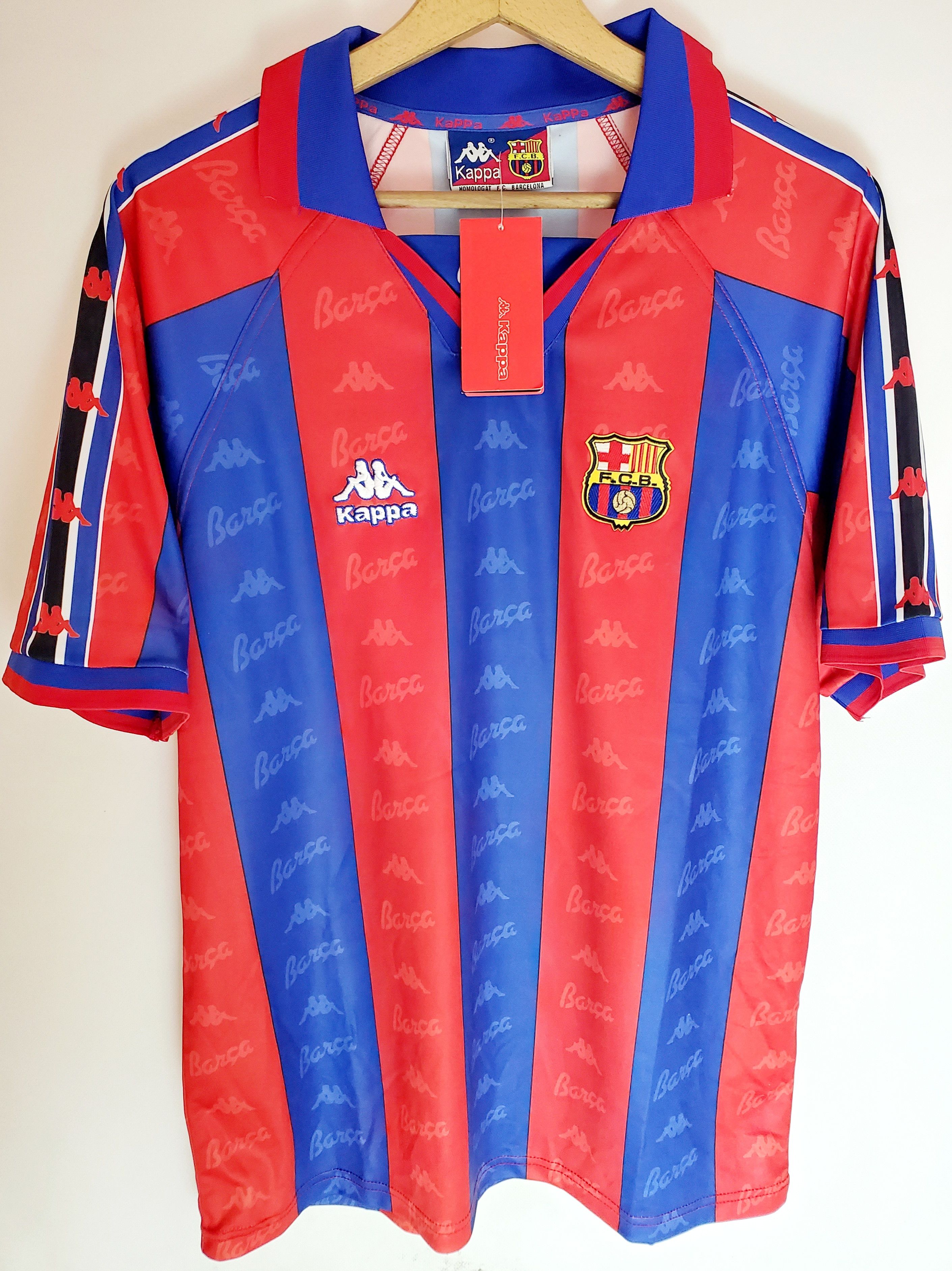 Maillot Vintage Kappa FC Barcelone Domicile 1992-1995 - Taille L - Manches Longues - Bleu Grenat