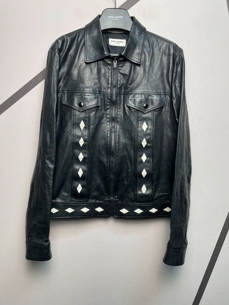 Saint Laurent Paris Saint Laurent Paris Diamond patterned calf leather jacket-2 Size US M / EU 48-50 / 2 - 1 Thumbnail