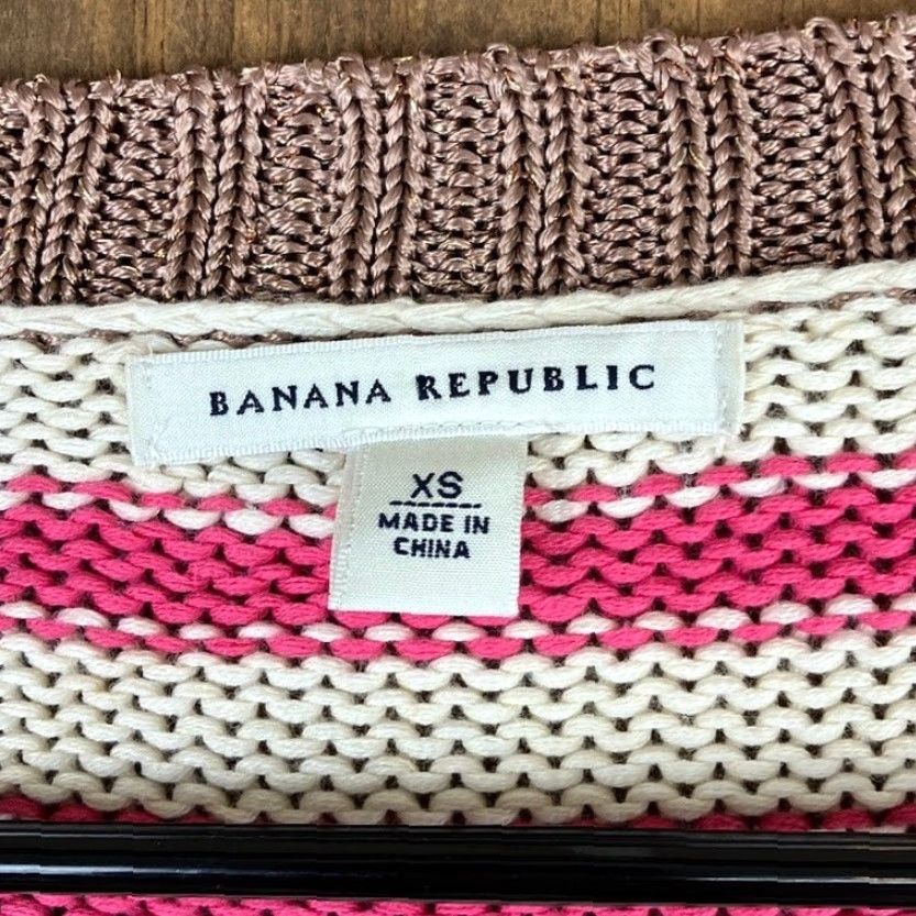 Banana Republic Banana Republic Womens Sweater White Pink Striped Crew Neck Long Sleeve XS Size XS / US 0-2 / IT 36-38 - 6 Thumbnail