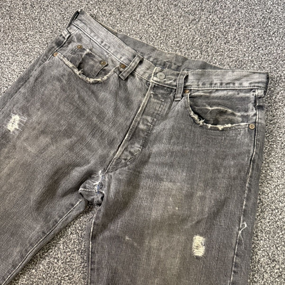 Studio D'Artisan Vintage Crazy Distressed Ripped Osaka Faded Indigo Denim Size US 33 - 3 Thumbnail