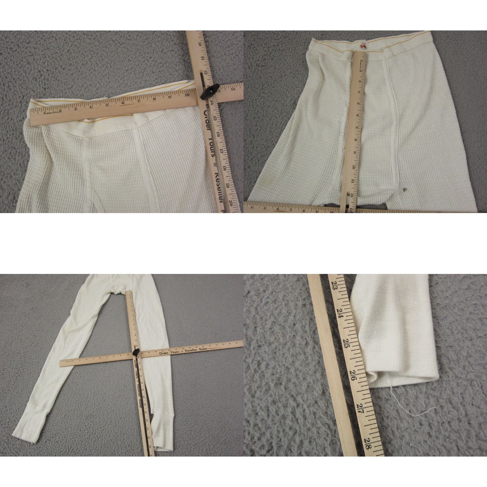 Fruit Of The Loom VINTAGE Fruit of the Loom Pants Mens M Creme Beige Thermal Base Layer Jogger 26in Inseam Cotton Polyester Size US 31 - 8 Thumbnail