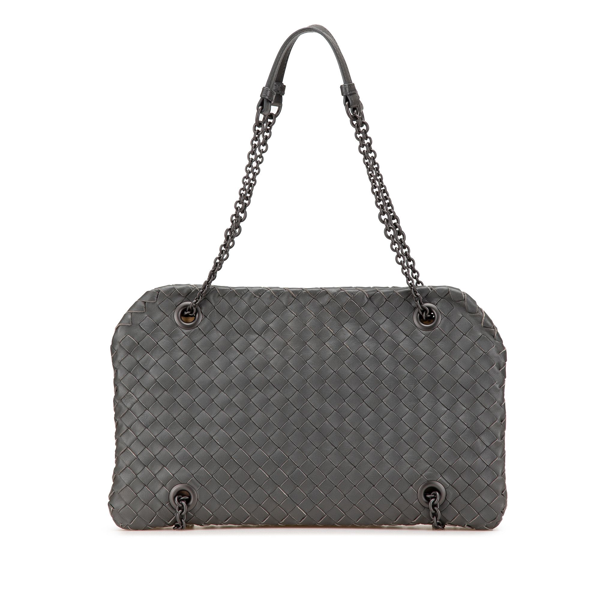 Bottega Veneta Nappa Intrecciato Duo Shoulder Bag in Grey, Women's
