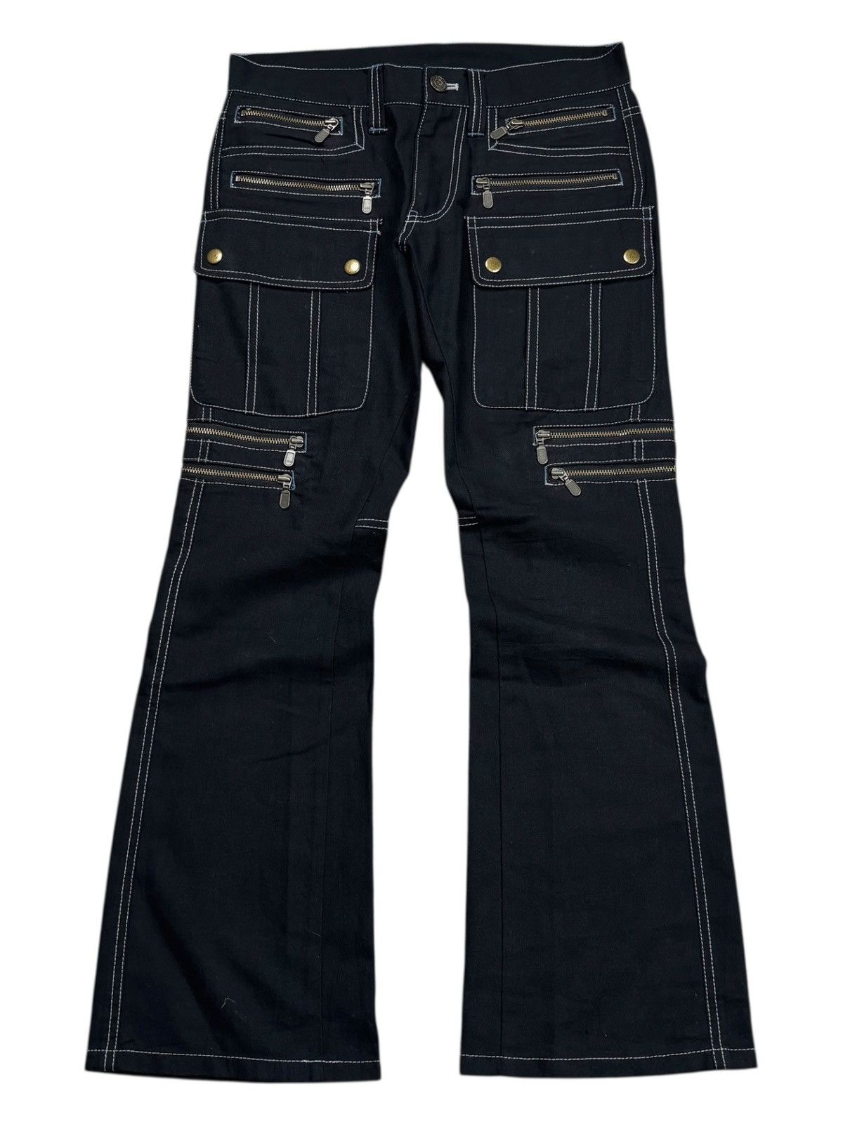 Tornado Mart 2000s Tornado Mart Multizips Contrast Stitching Flared Pant Size US 29 - 1 Thumbnail