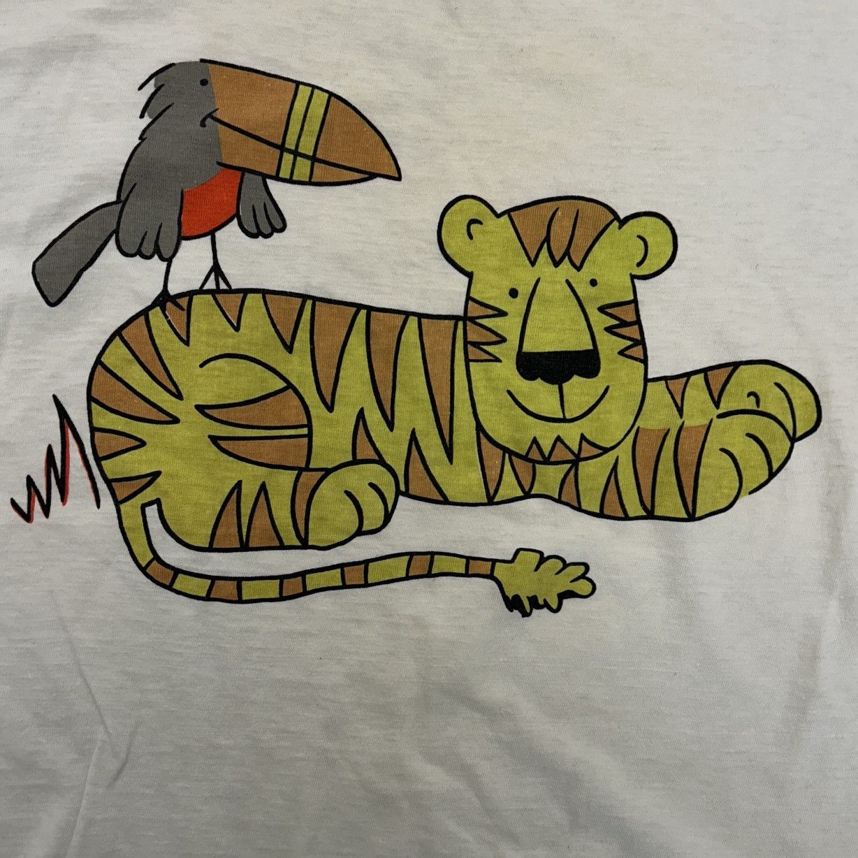 Vintage Vintage animals tiger and birds cream short sleeve tee Size US M / EU 48-50 / 2 - 2 Thumbnail