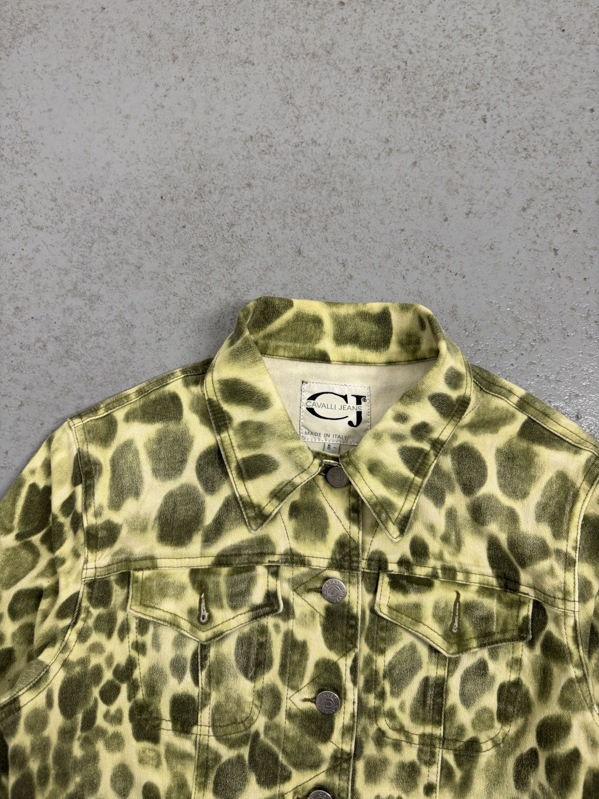 Just Cavalli Cavalli Jeans Green Leopard Overprinted Jacket Size M / US 6-8 / IT 42-44 - 5 Thumbnail