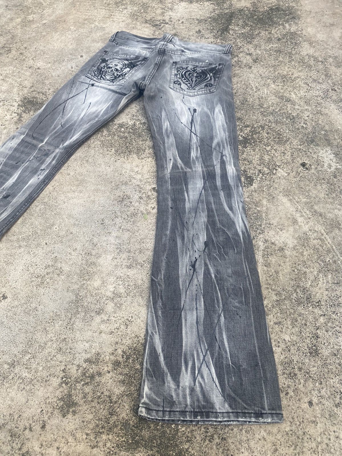 If Six Was Nine × Japanese Brand Flare Jeans Sorridere Honeycomb Painted Splash Size US 32 / EU 48 - 14 Thumbnail