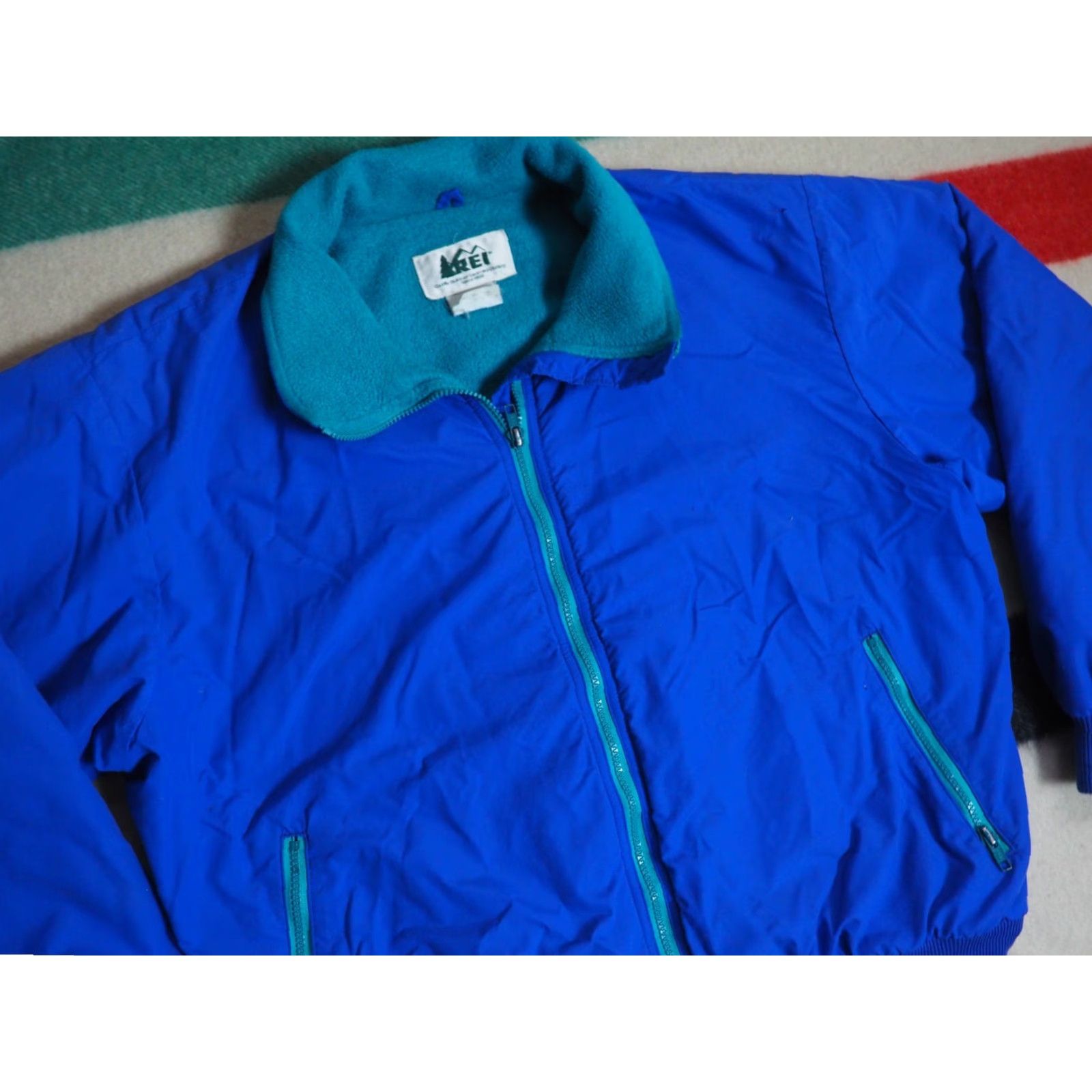 Vintage VINTAGE REI Jacket Nylon Blue Outdoor 90s L Mens/Adult Logo Zip Fleece Lined Size US L / EU 52-54 / 3 - 2 Thumbnail