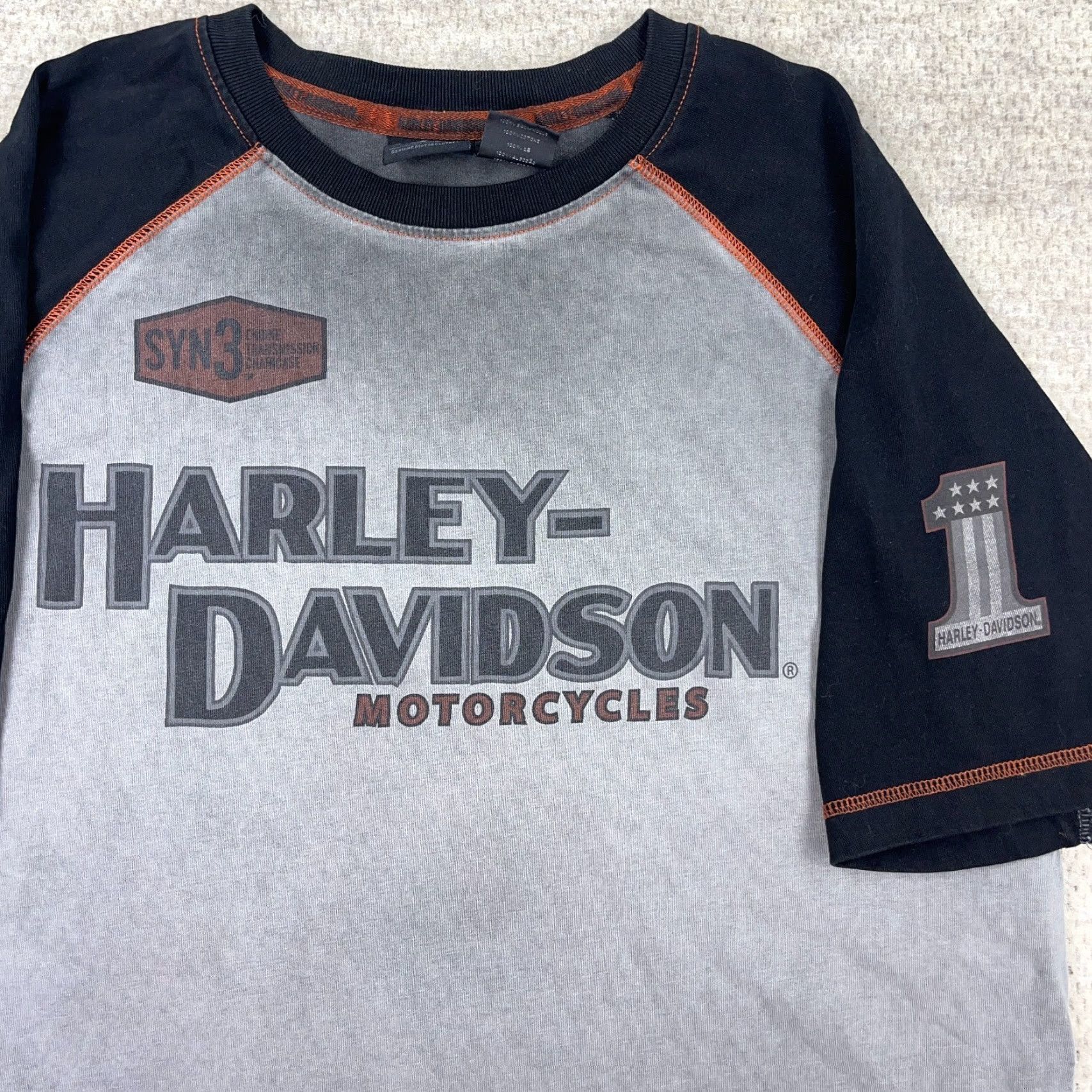 Harley Davidson Harley-Davidson Shirt Men L Black Raglan Short Sleeve Logo 80s Retro Motorcycle North USA Classic Hipster Vintage Not Applicable Size US L / EU 52-54 / 3 - 3 Thumbnail