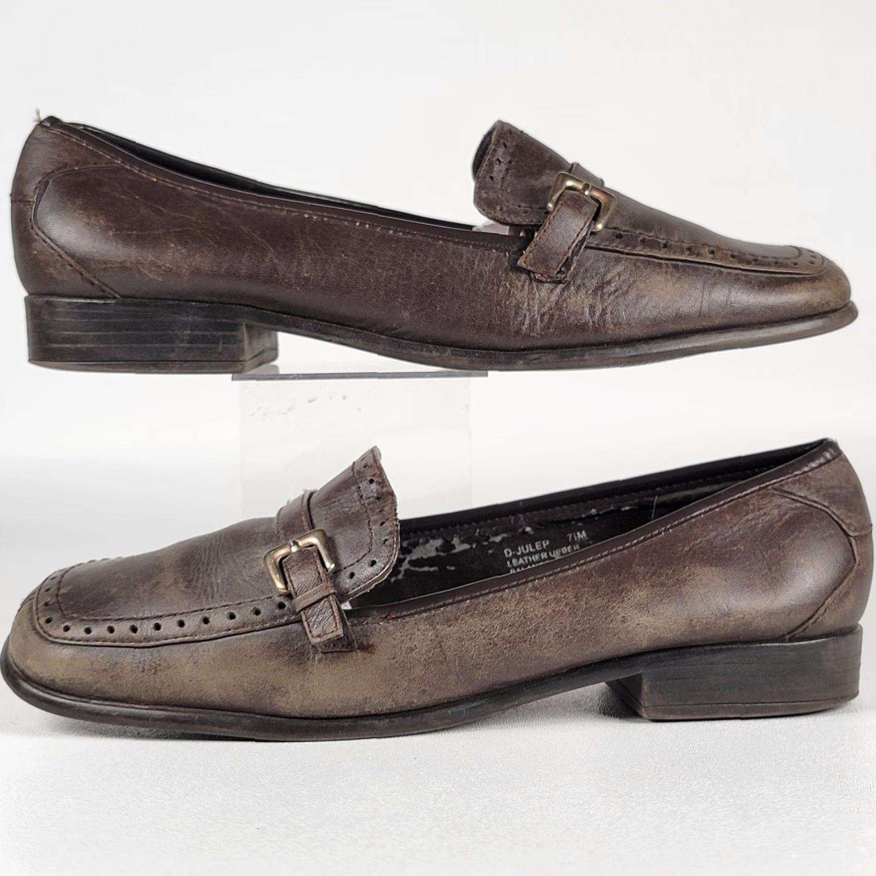 Vintage Danelle Danielle Slip-On Loafer Black Leather Women's 7.5 Flat Slip-On Arch Support Cushioned Breathable Lined Rubber Outsole Size US 8 / IT 38 - 4 Thumbnail
