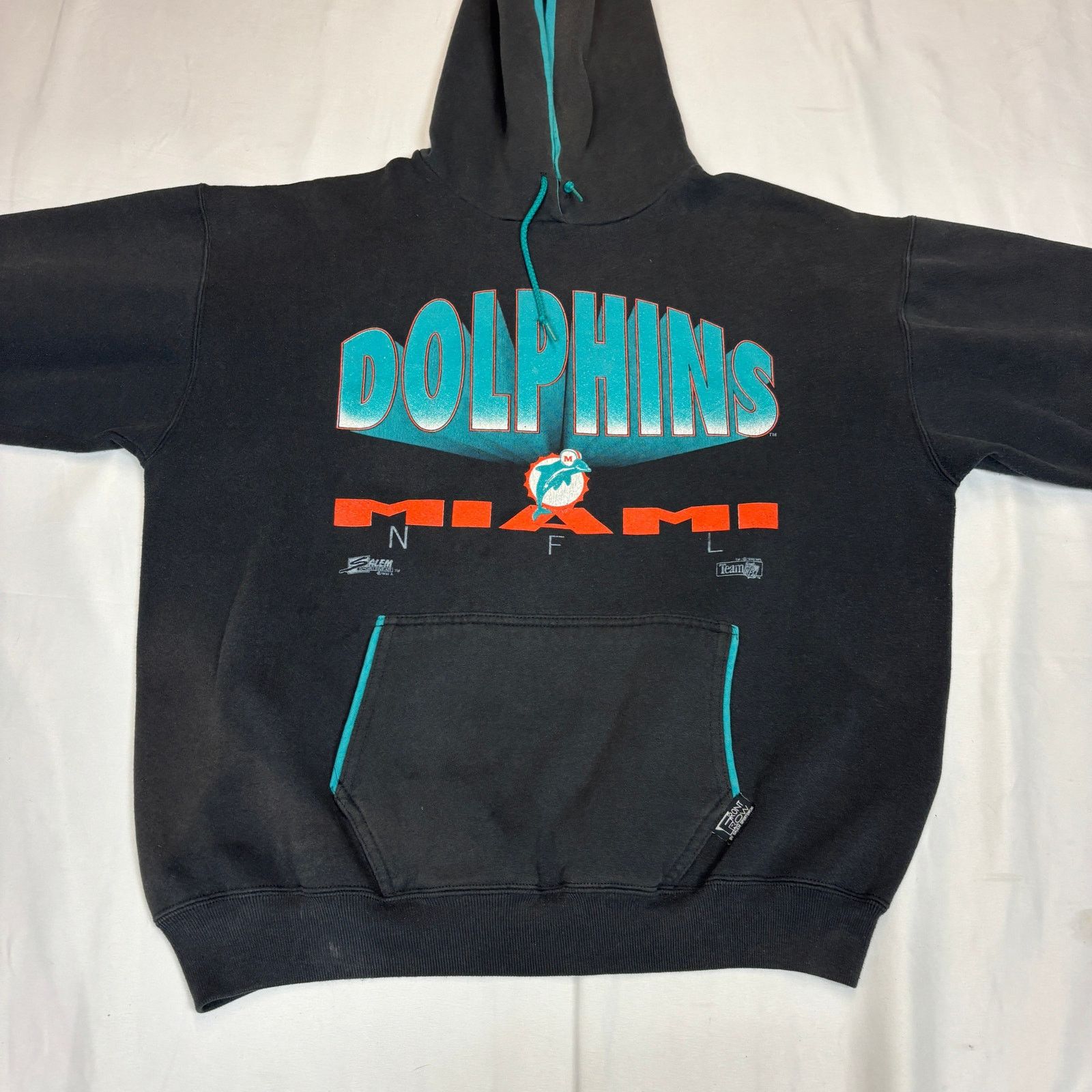 NFL × Salem Sportswear × Vintage Vintage 90s Miami Dolphins Hoodie Men's XL Salem Sportswear Size US XL / EU 56 / 4 - 2 Thumbnail