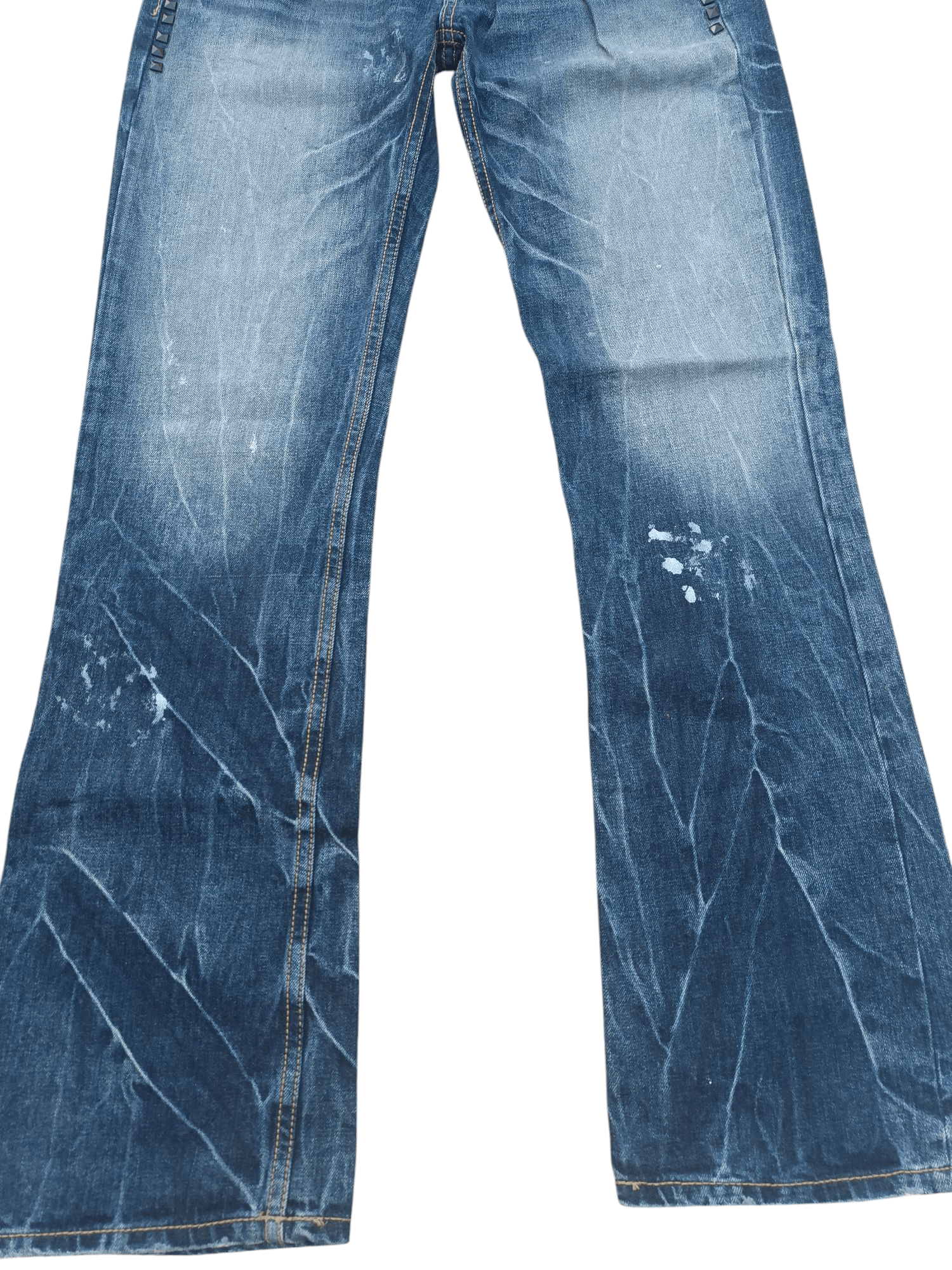 Japanese Brand × Seditionaries FIRE 🔥 Japanese Painted Faded Flare Stud Jeans 🔥 E065 Size US 34 / EU 50 - 6 Thumbnail