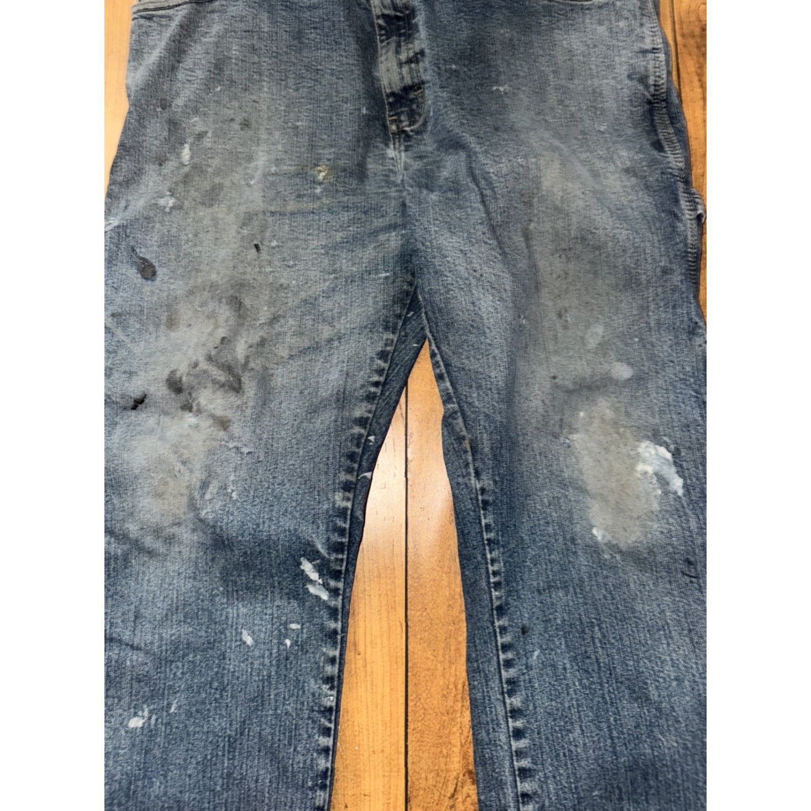 Dickies VINTAGE Dickies Carpenter Jeans 38x32 Denim Workwear Distressed Paint Fade Blue Mens Jeans 90s Grunge USA Vintage Distressed Pockets Easy Care Comfort Size US 38 / EU 54 - 4 Thumbnail